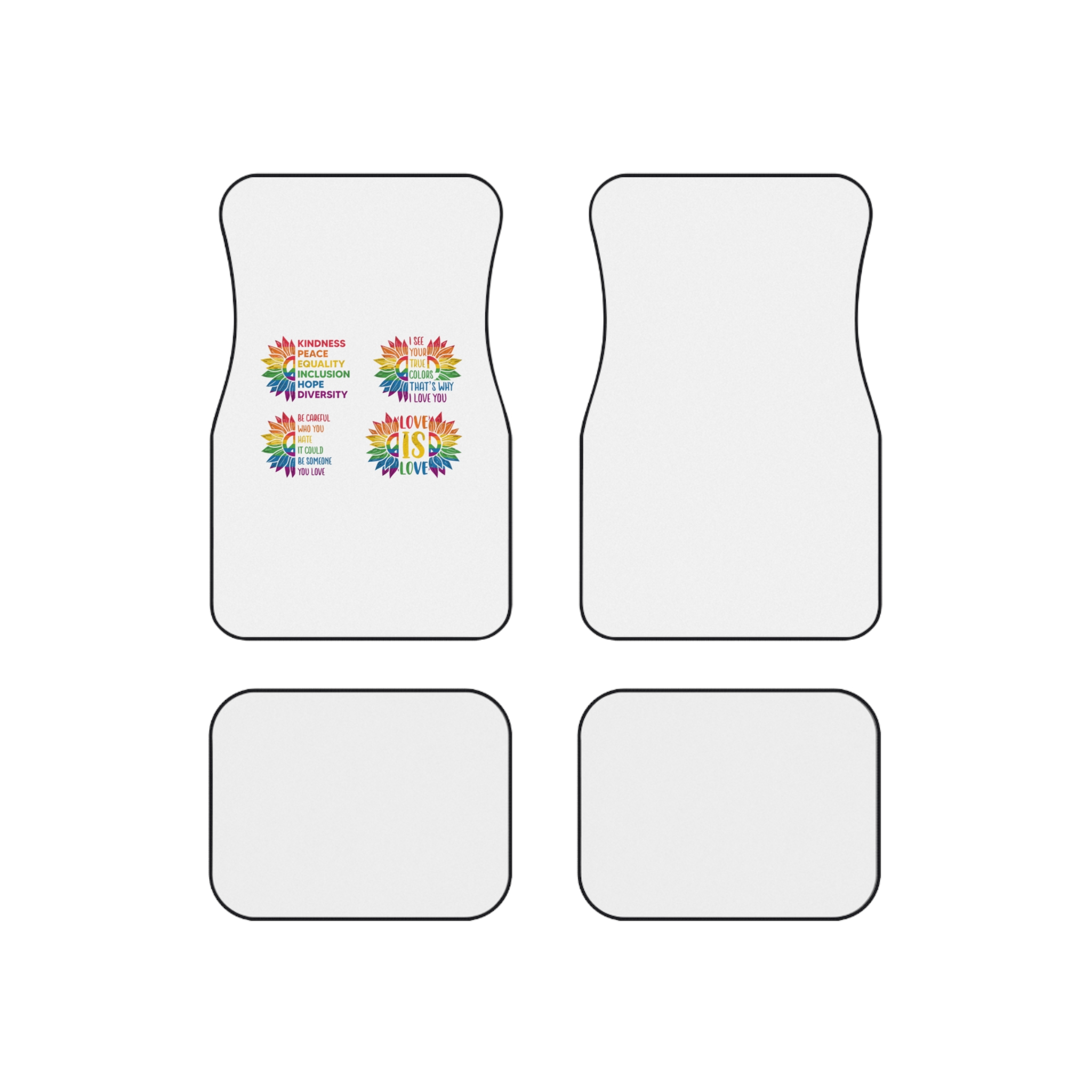 Sunflower Pride Gay Rainbow T Shirt Design Car Mats Set Of 4