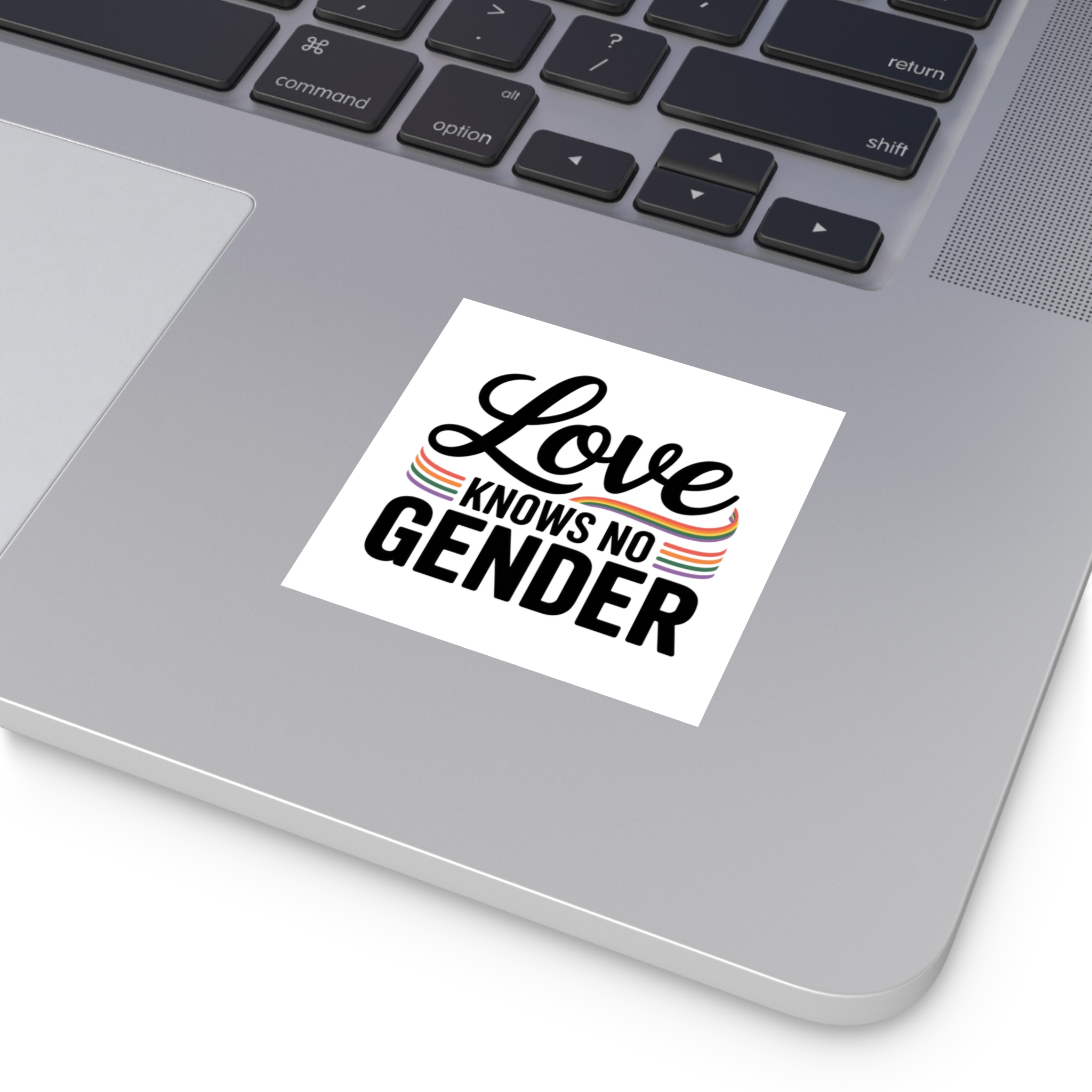 Love Knows No Gender T Shirt Design Isolated White Background 2 Laminate Stickers Square - Image 3