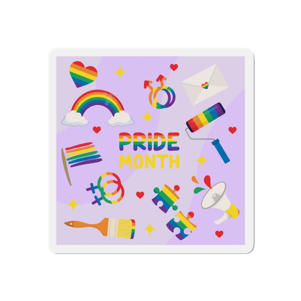 Pride Month Lgbtq Symbol Rainbow Colors Cute Elements Set Die Cut Magnets - Image 4