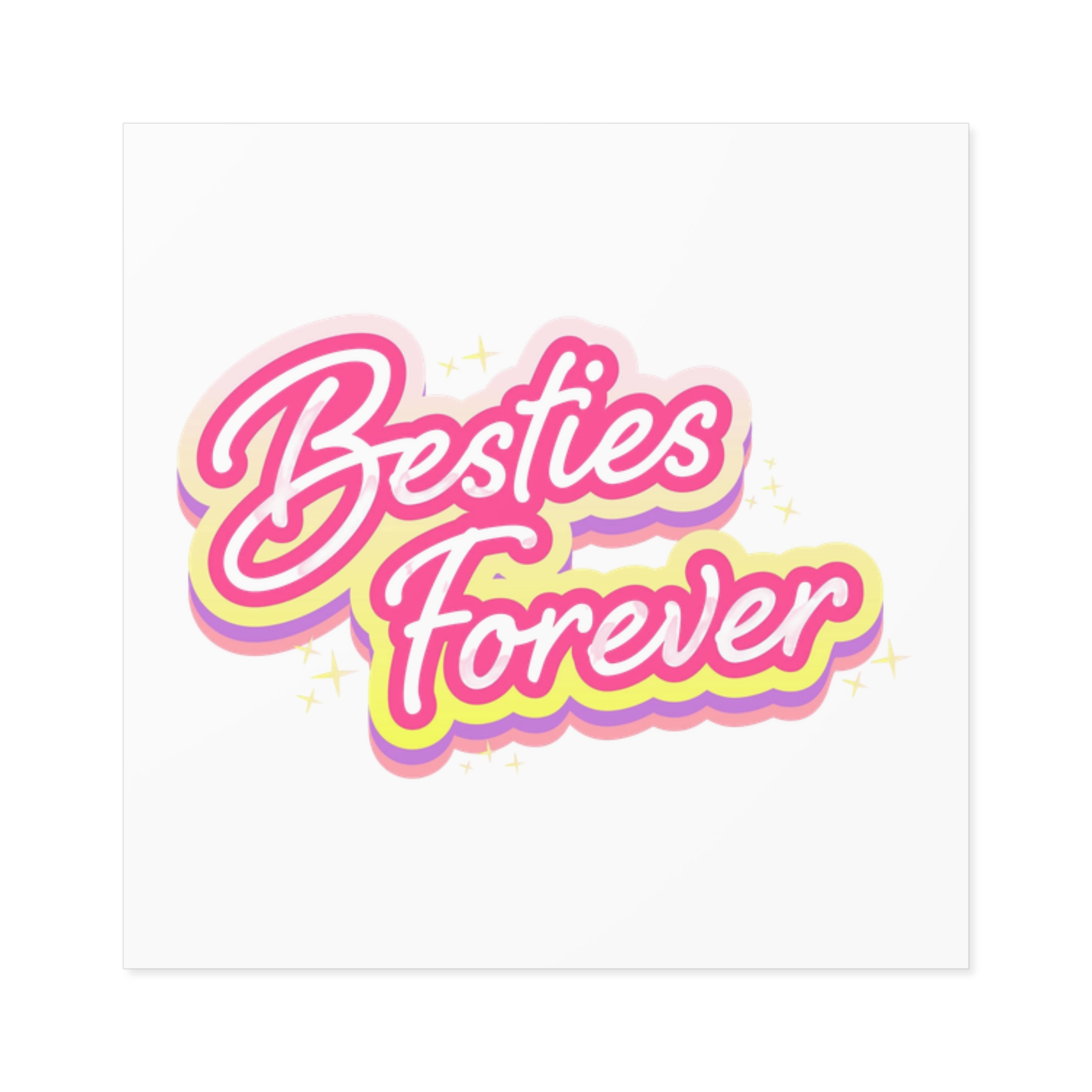 Pink Besties Forever Lettering Logo Laminate Stickers Square - Image 13