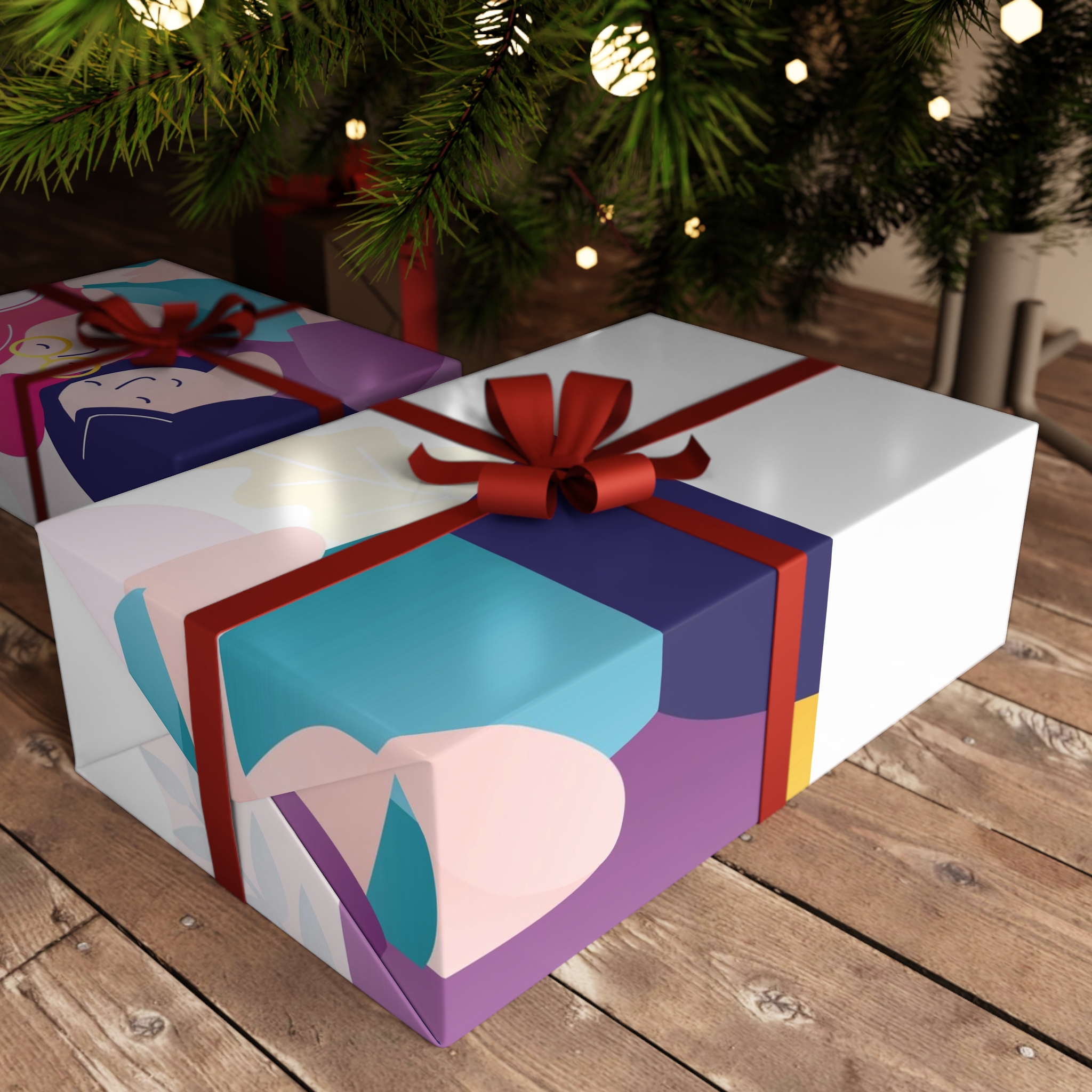 Colorful Portrait Two Best Friends Cute Homosexual Couple Hugging Women Hug Each Other Gift Wrapping Paper Sheets 1pc - Image 3