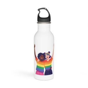 Celebrating Lgbtq Pride With Joyful Friends Wearing Rainbow Pride Shirts Stainless Steel Water Bottle