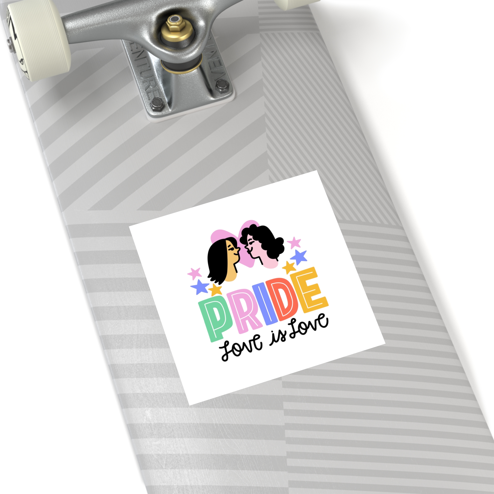 Pride Day Lettering With Lesbian Couple Laminate Stickers Square - Image 36