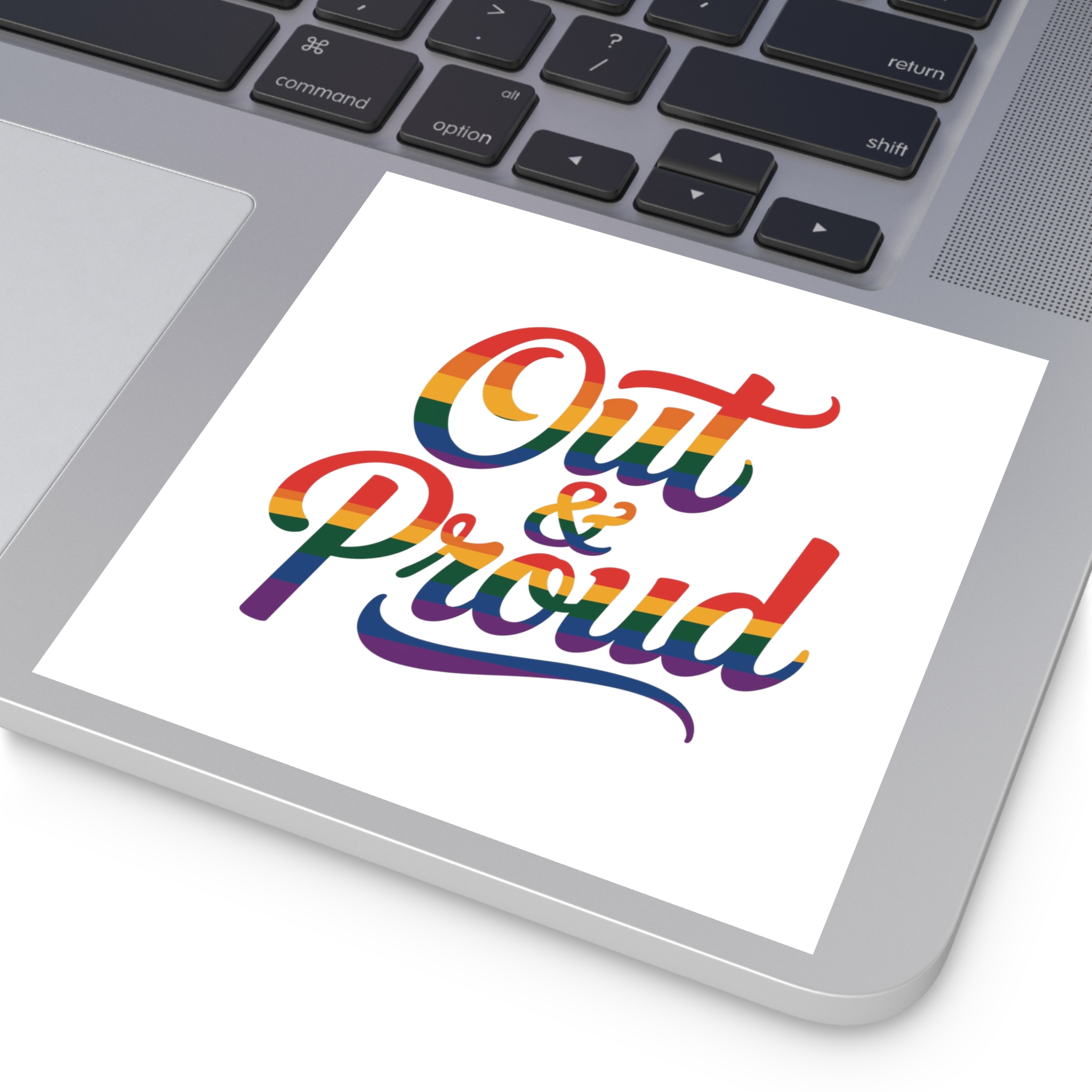 Out Proud T Shirt Design Isolated White Background Laminate Stickers Square - Image 43