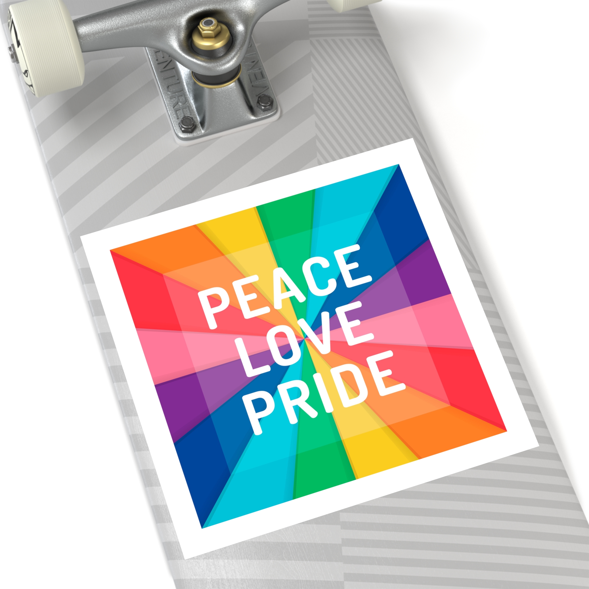 Rainbow Colored Background With Peace Love Pride Concept Pride Month Laminate Stickers Square - Image 64