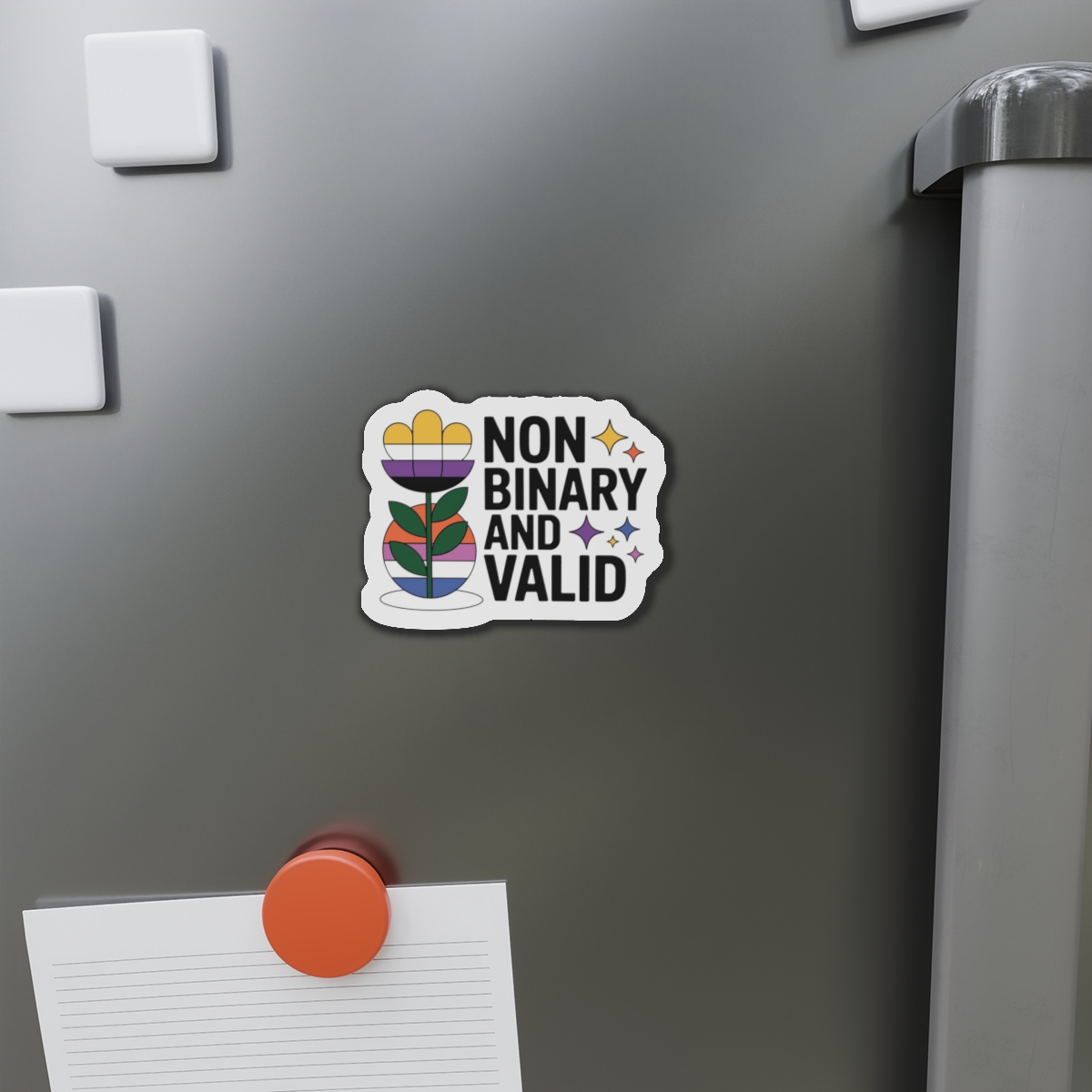Non Binary Valid T Shirt Design Isolated White Background Die Cut Magnets - Image 8