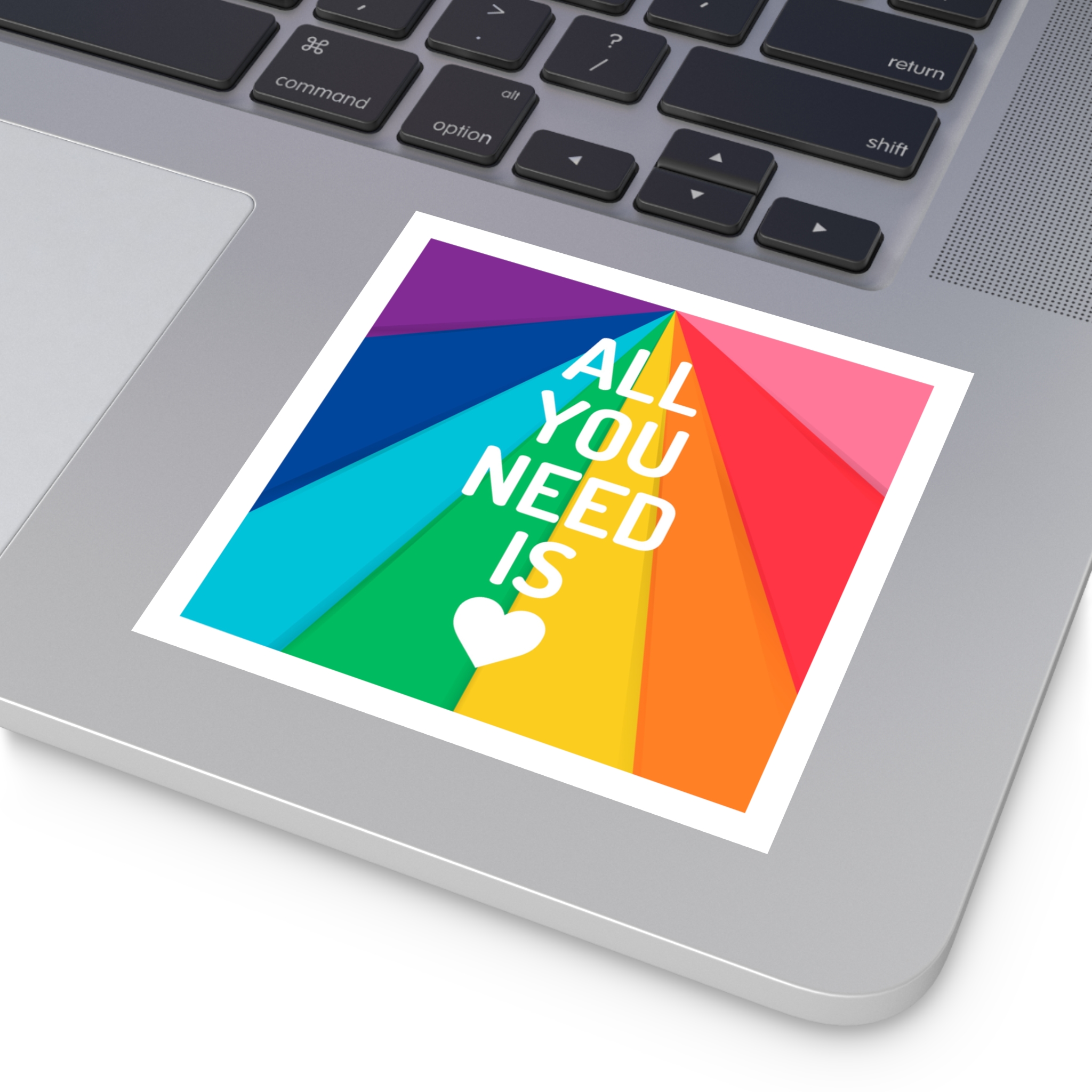 Rainbow Colored Background With All You Need Is Love Concept Pride Month Laminate Stickers Square - Image 19