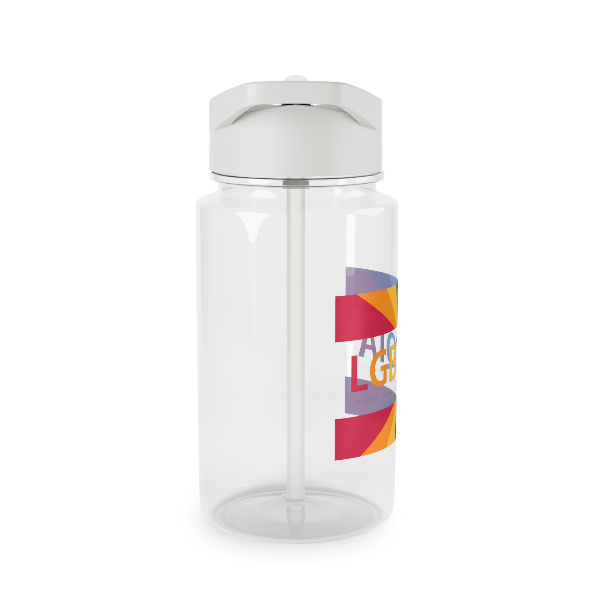 Lgbtqia Text Banner With Rainbow Background Lgbtqia Typography With Lgbt Gay Pride Flag Colours Tritan Water Bottle - Image 4