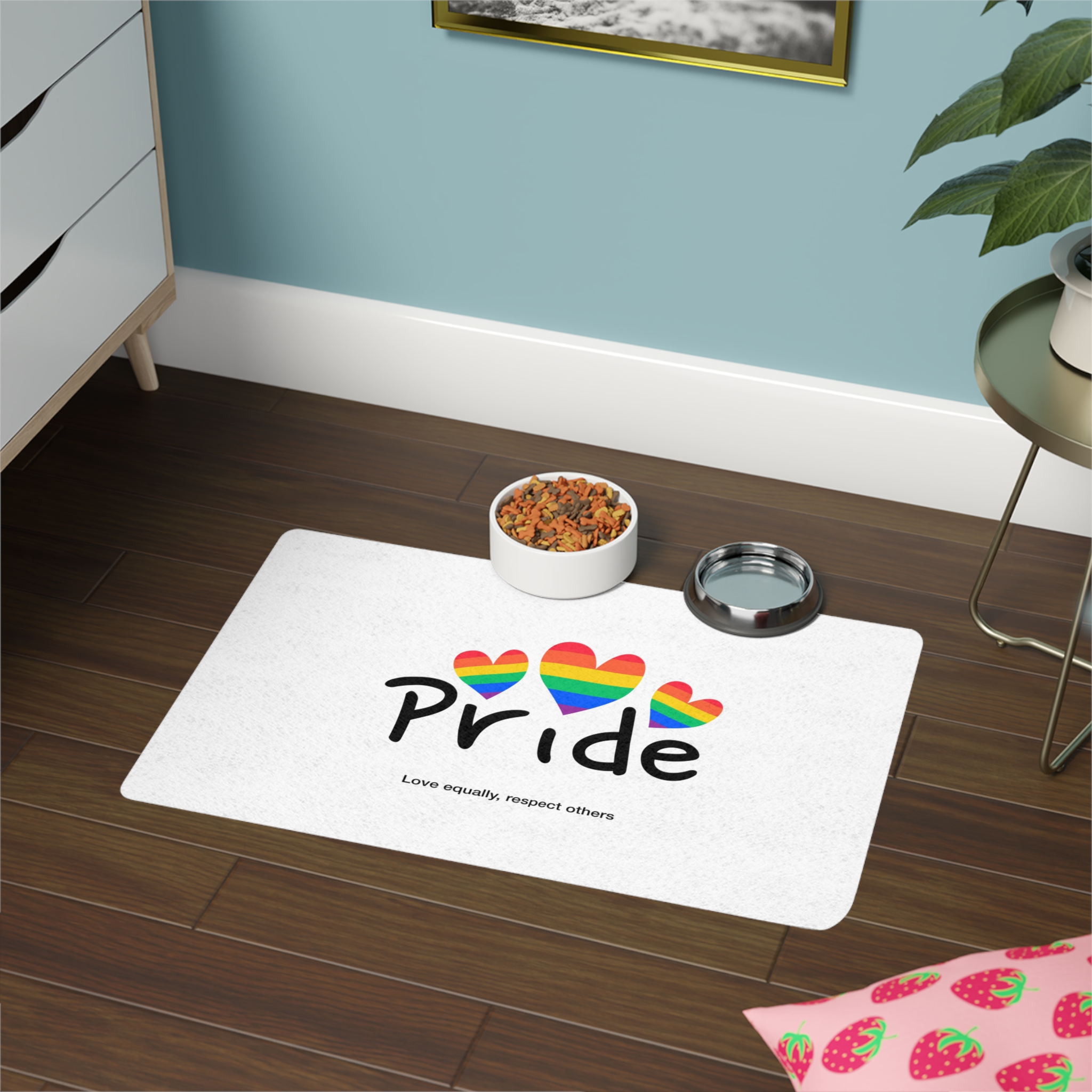 Love Letter Pride Rainbow Lettering Text Writing Pattern Freedom Love Heart Homo Colors Flag Parade(2) Pet Food Mat 12x18 - Image 4
