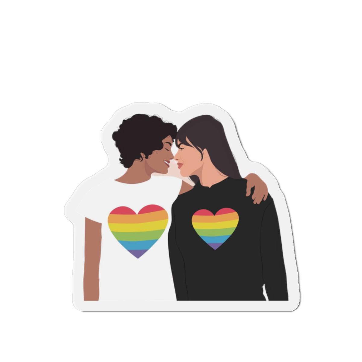 Embracing Lgbt Couple Couple Girls Love Smiling Each Other Die Cut Magnets