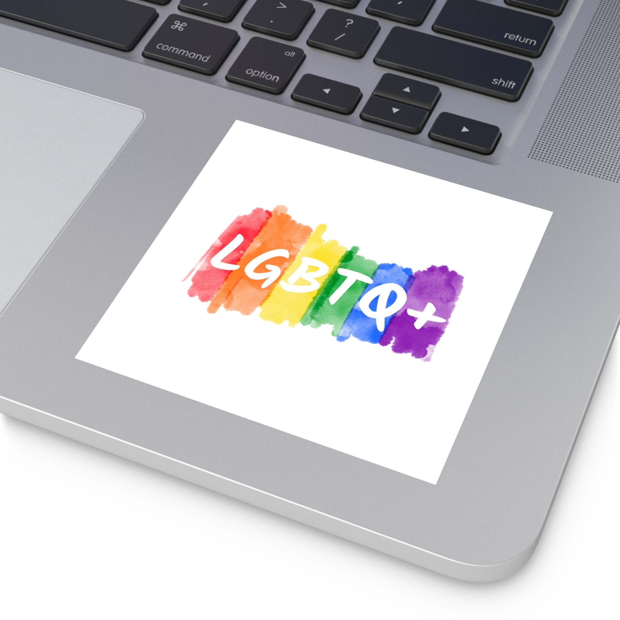 Lgbtq Logo Lettering Text Vector Rainbow Watercolor Paint Textured Colorful Stripes Laminate Stickers Square - Image 27