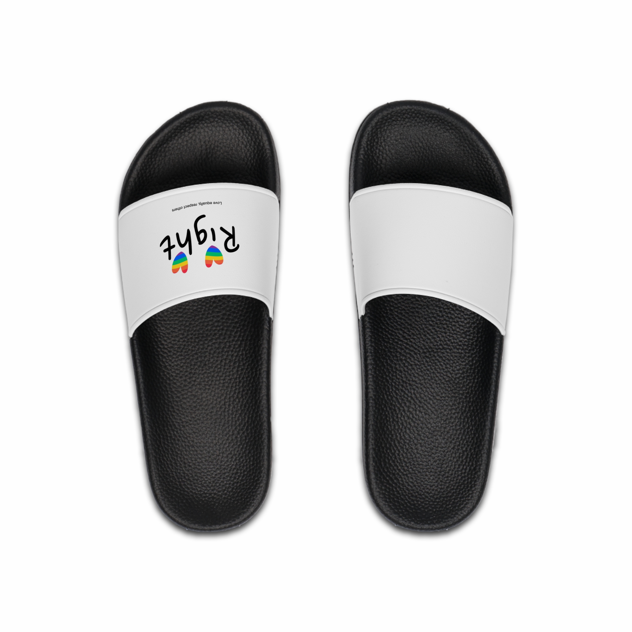 Love Letter Pride Rainbow Lettering Text Writing Pattern Freedom Love Heart Homo Colors Flag Parade(1) Mens Slide Sandals