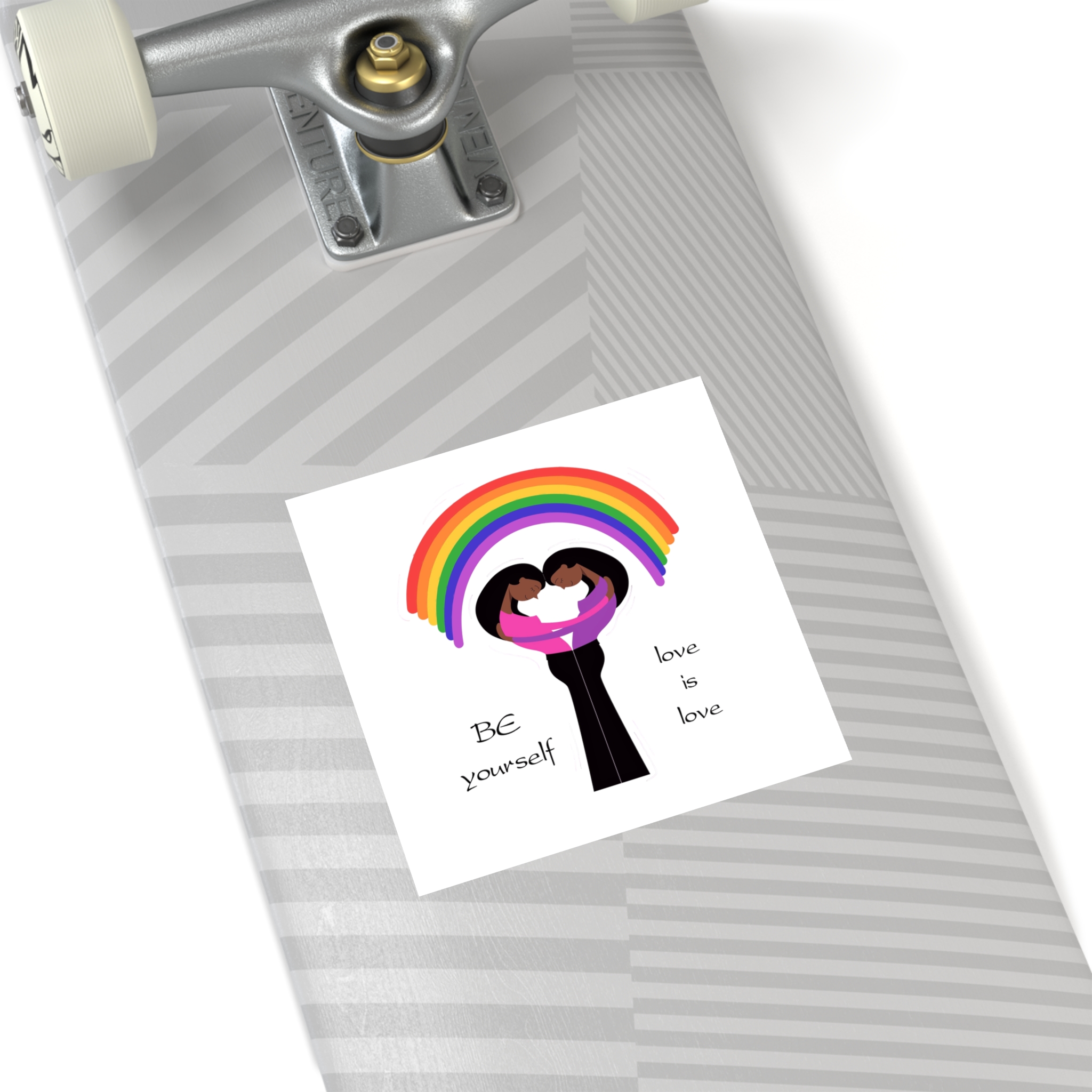 Poster Two Girls Hugging With Rainbow Laminate Stickers Square - Image 44