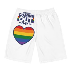 Coming Out Day Pride Month Lgbt Rainbow Flag Diversity Equality Free Love Vector Poster Mens Board Shorts Aop
