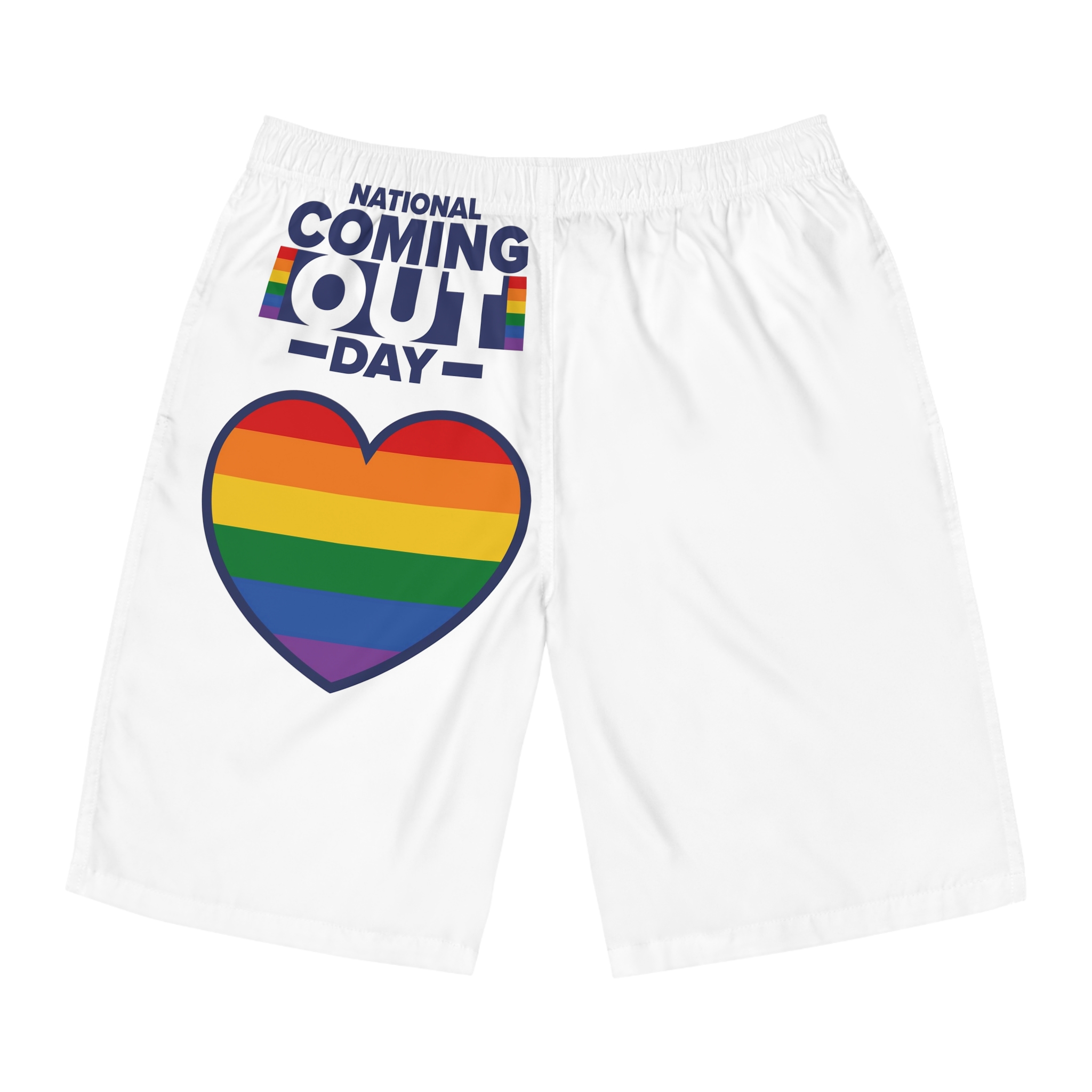 Coming Out Day Pride Month Lgbt Rainbow Flag Diversity Equality Free Love Vector Poster Mens Board Shorts Aop
