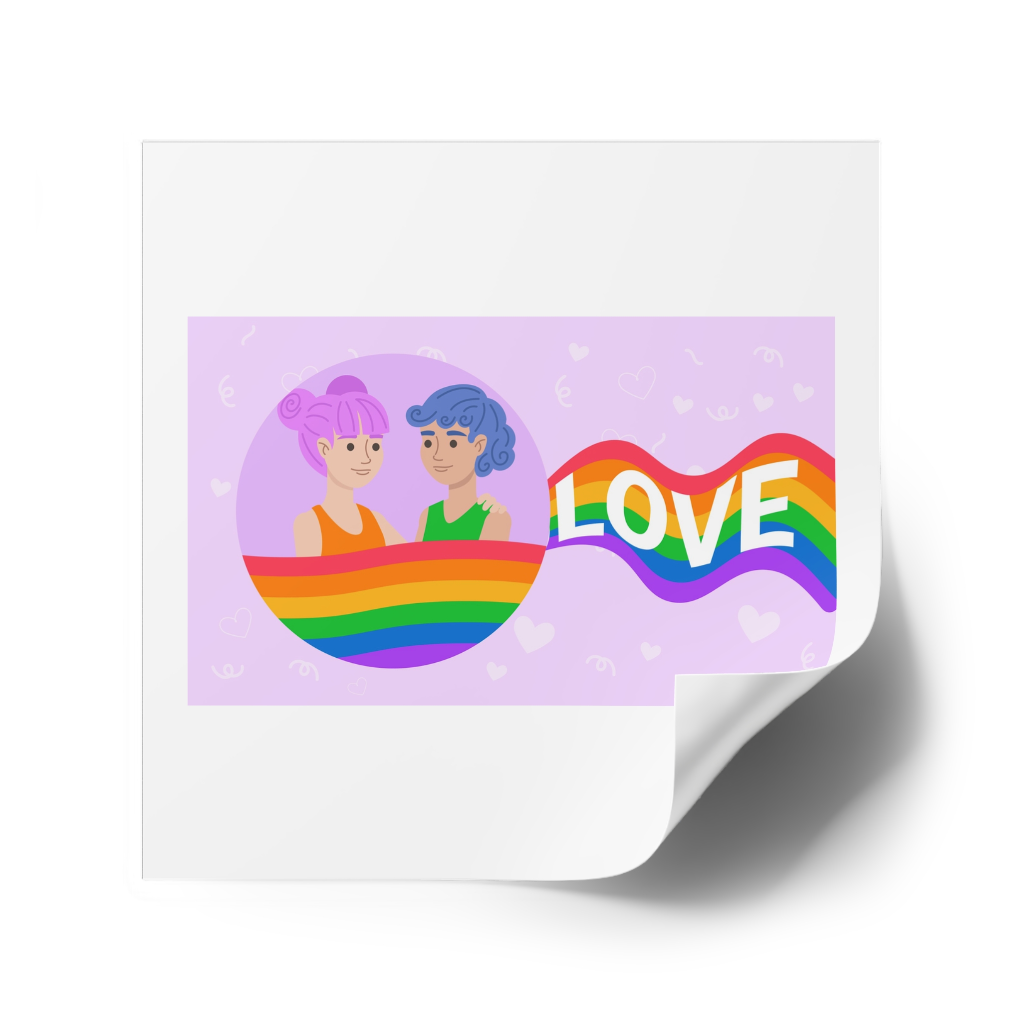 Joyful Group Holding Waving Pride Flag Laminate Stickers Square - Image 34