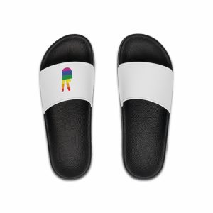 Rainbow Peace Sign Hand Gesture Colored Lgbt Flag Mens Slide Sandals