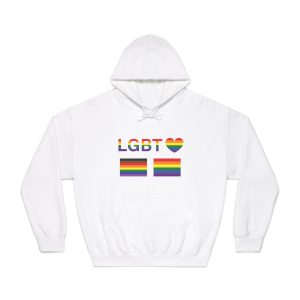 Lgbt Word Text Letter With Heart Rainbow Color Flag Isolated White Background Vector Illustrati Unisex Dryblend Hooded Sweatshirt