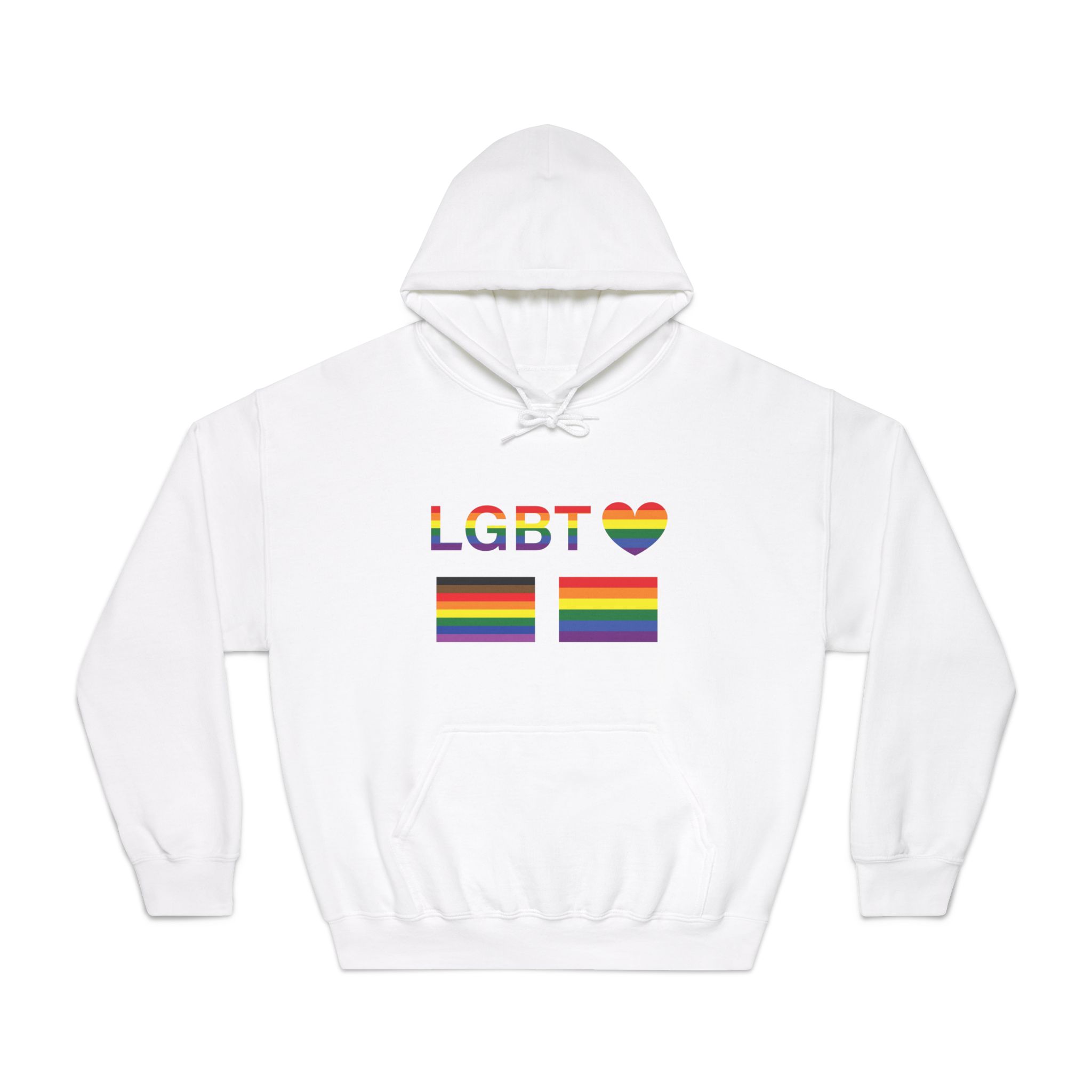 Lgbt Word Text Letter With Heart Rainbow Color Flag Isolated White Background Vector Illustrati Unisex Dryblend Hooded Sweatshirt