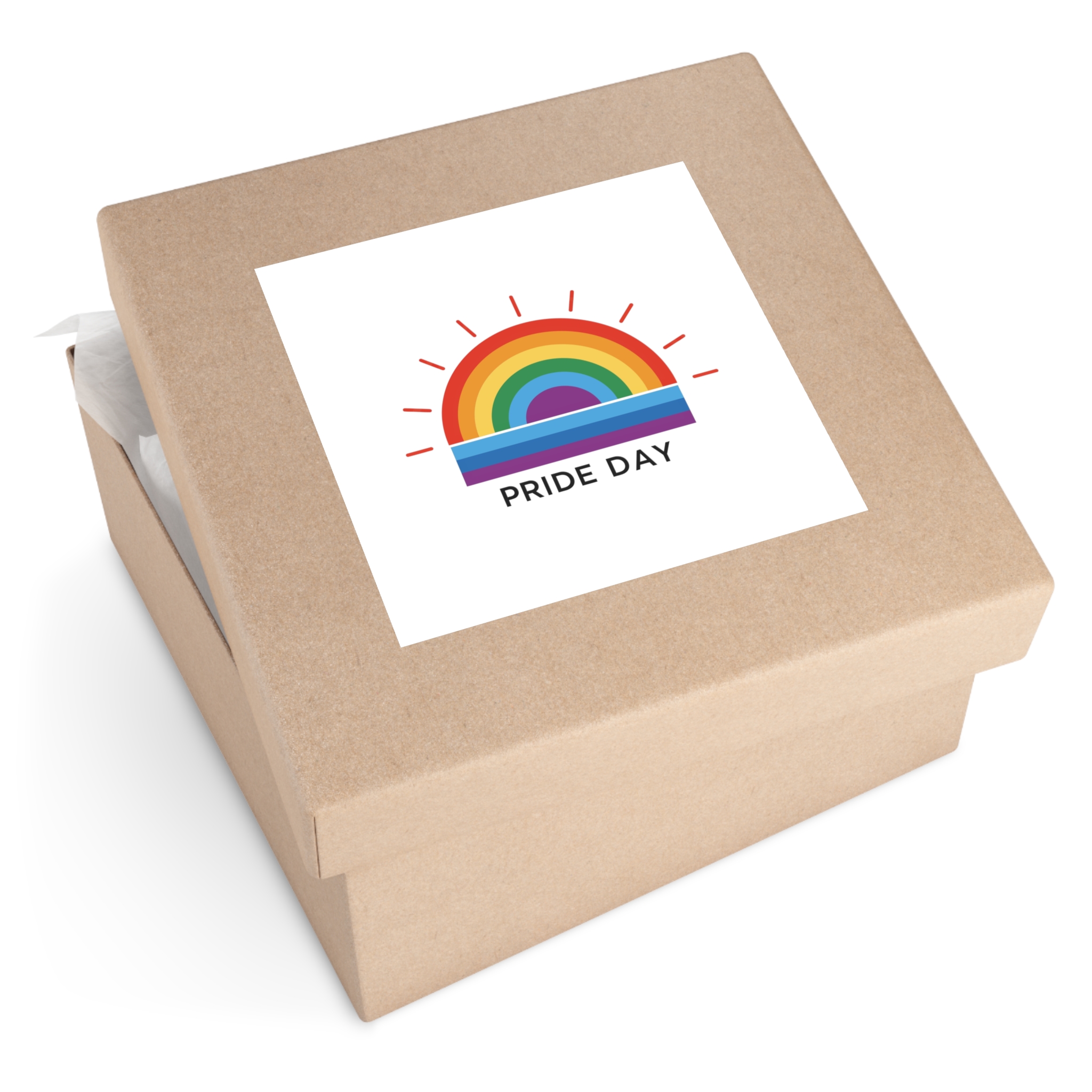 Rainbow Pride Day Celebration Illustration With Colorful Sunburst Design Lgbtq Support Awareness Laminate Stickers Square - Image 79