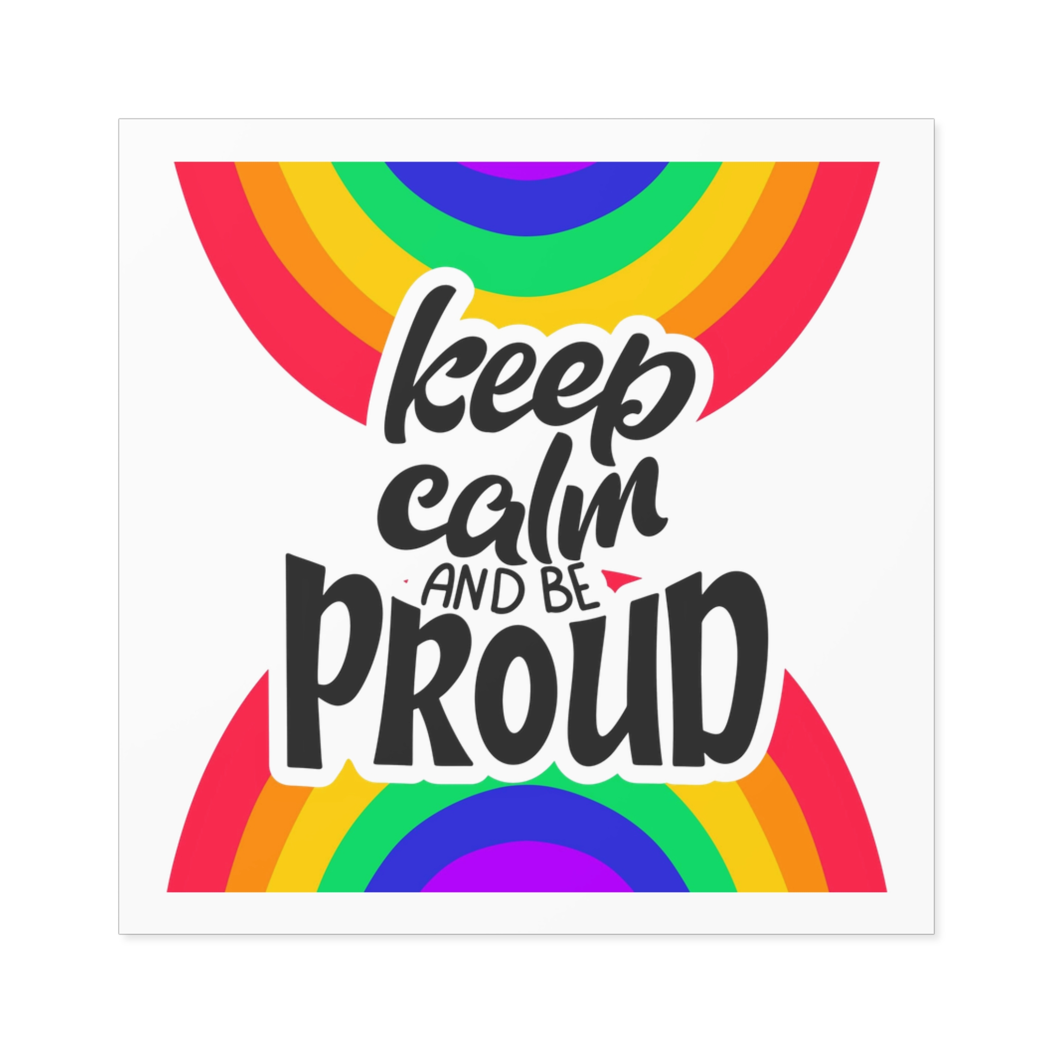 Keep Calm Be Proud Lgbt Lettering Quote Pride Poster Concept With Colorful Rainbow Vector Laminate Stickers Square - Image 17