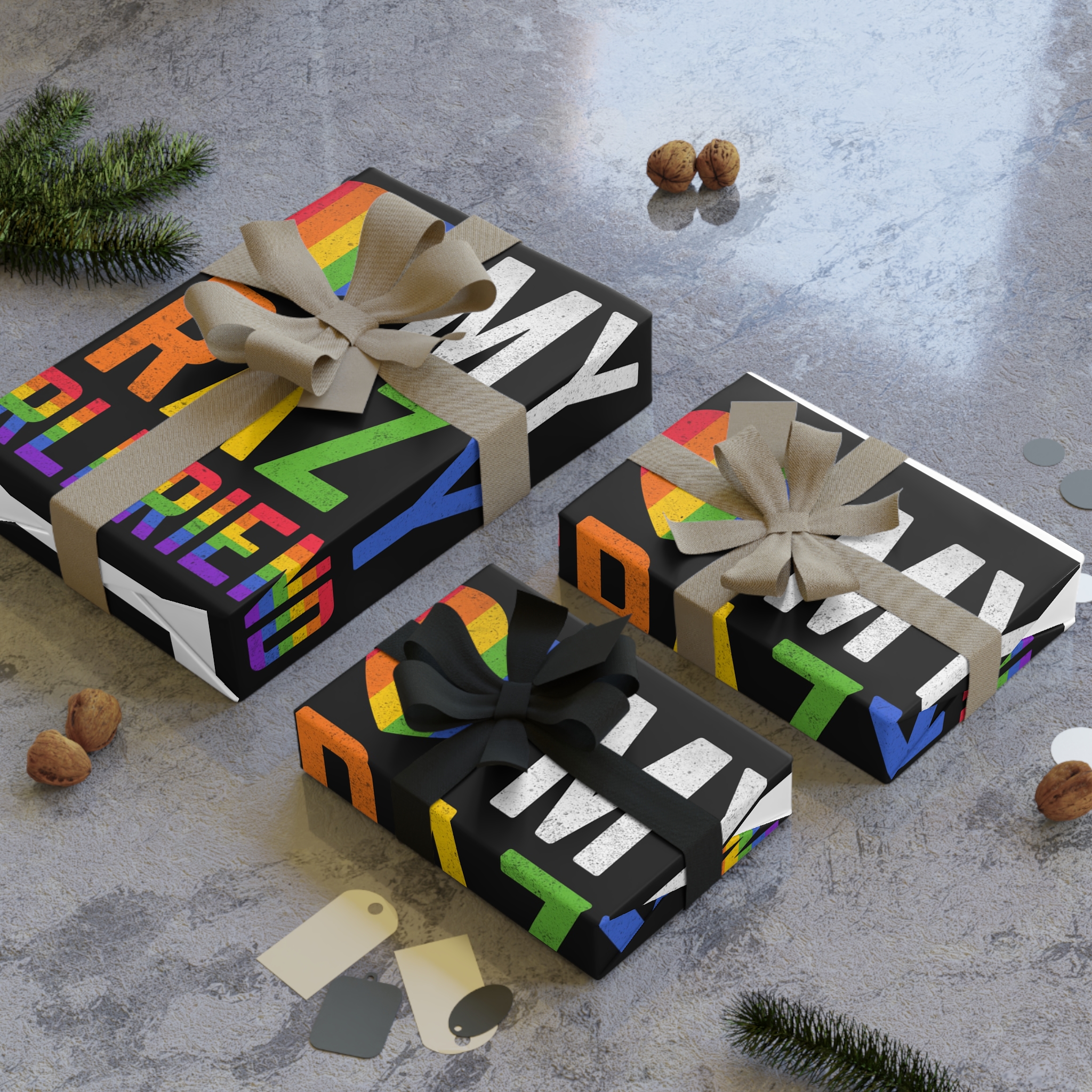 Pride Gay Rainbow Typography Vector Premium T Shirt(5) Gift Wrapping Paper Rolls 1pc - Image 4