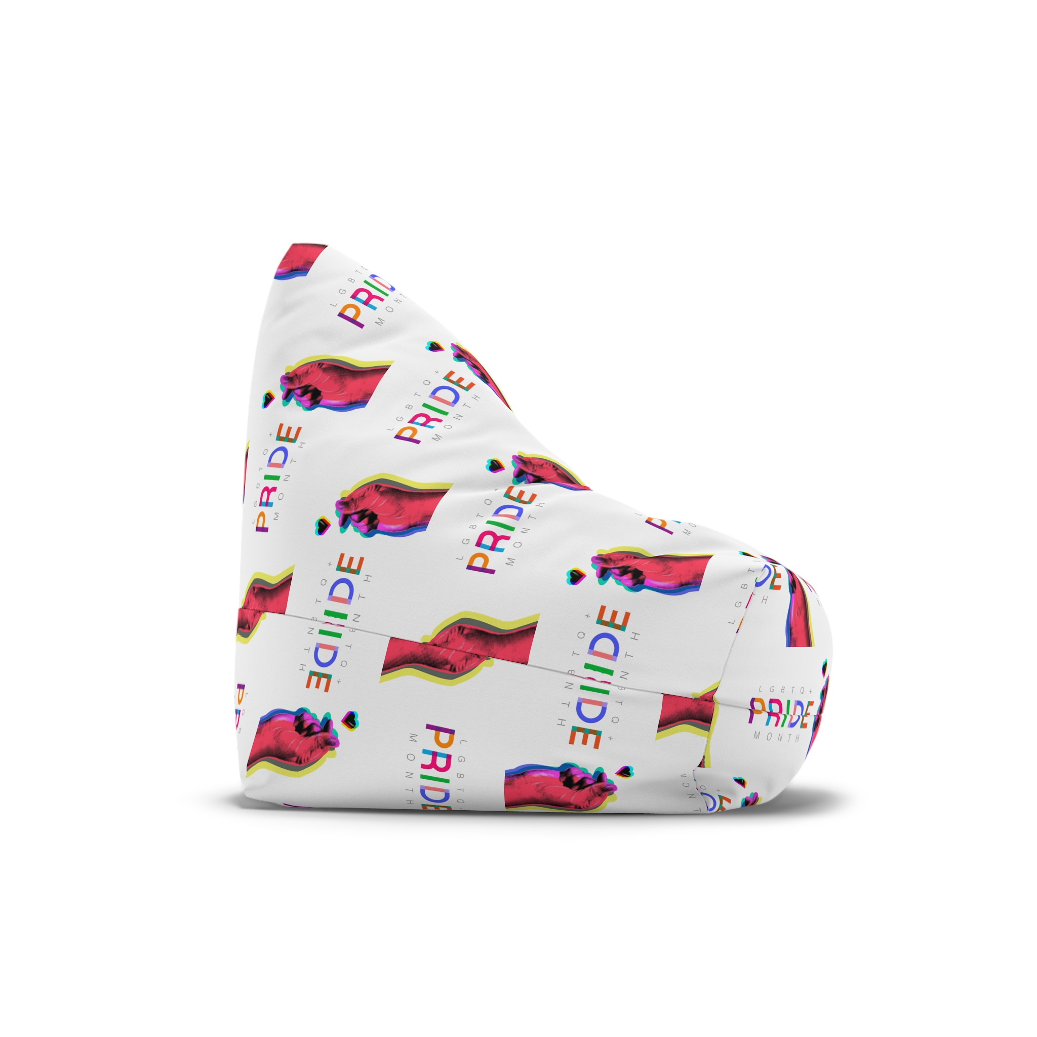 Pride Month Lgbtq Banner Gay Pride Month Rainbow Color Flat Design Hand Together Love Sign Typography Bean Bag Chair Cover - Image 3