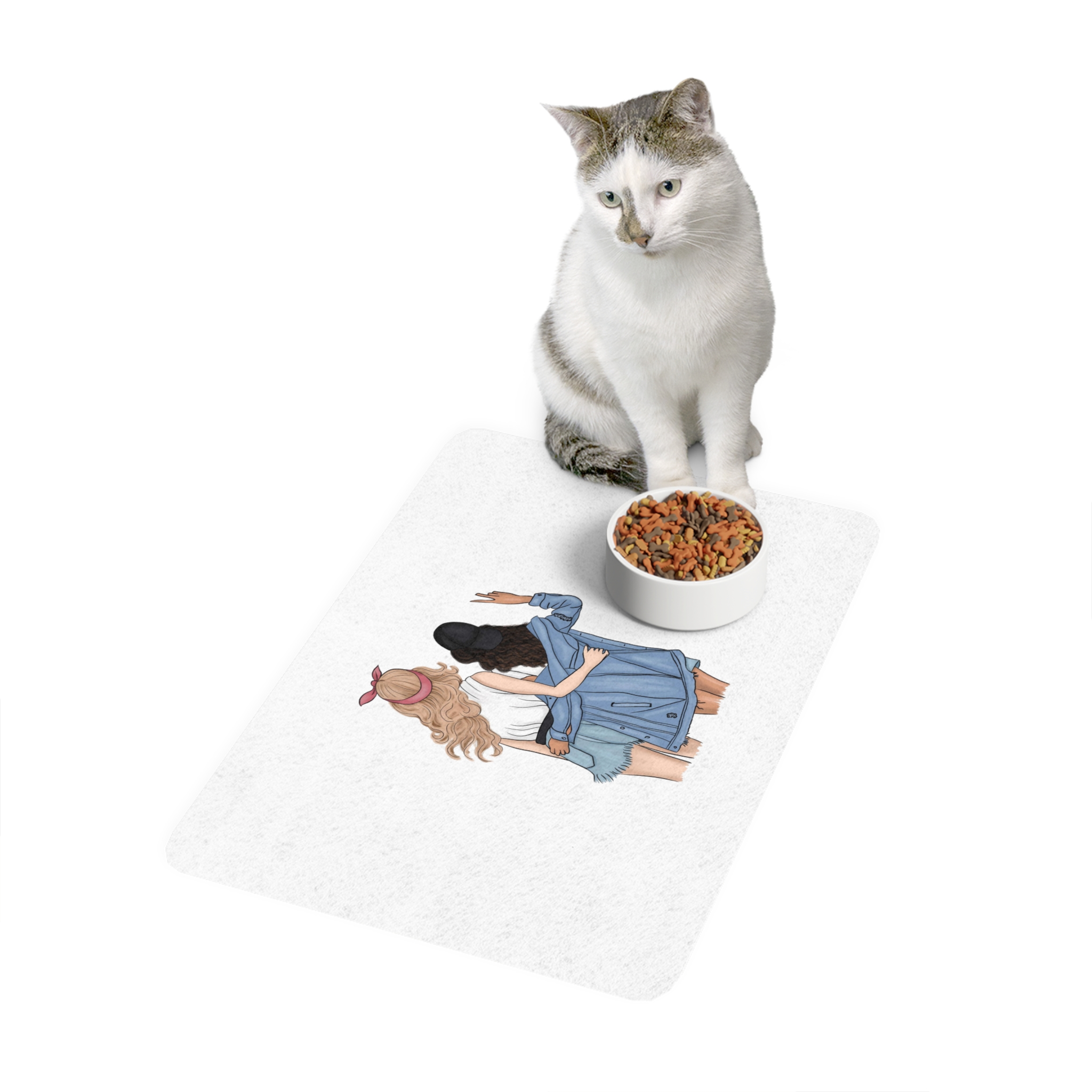 Friends Stand With Their Backs Pet Food Mat 12x18 - Image 3