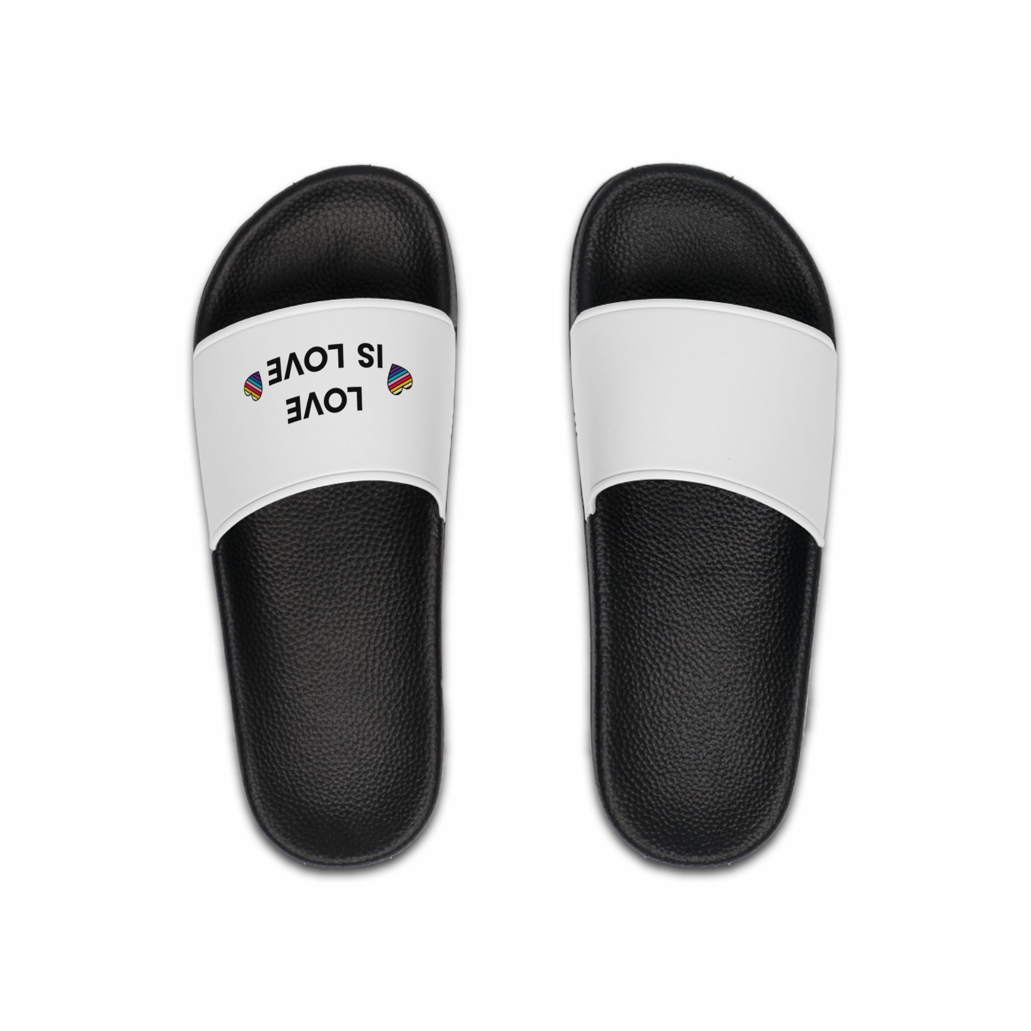 Love Is Love With Rainbow Hearts Mens Slide Sandals