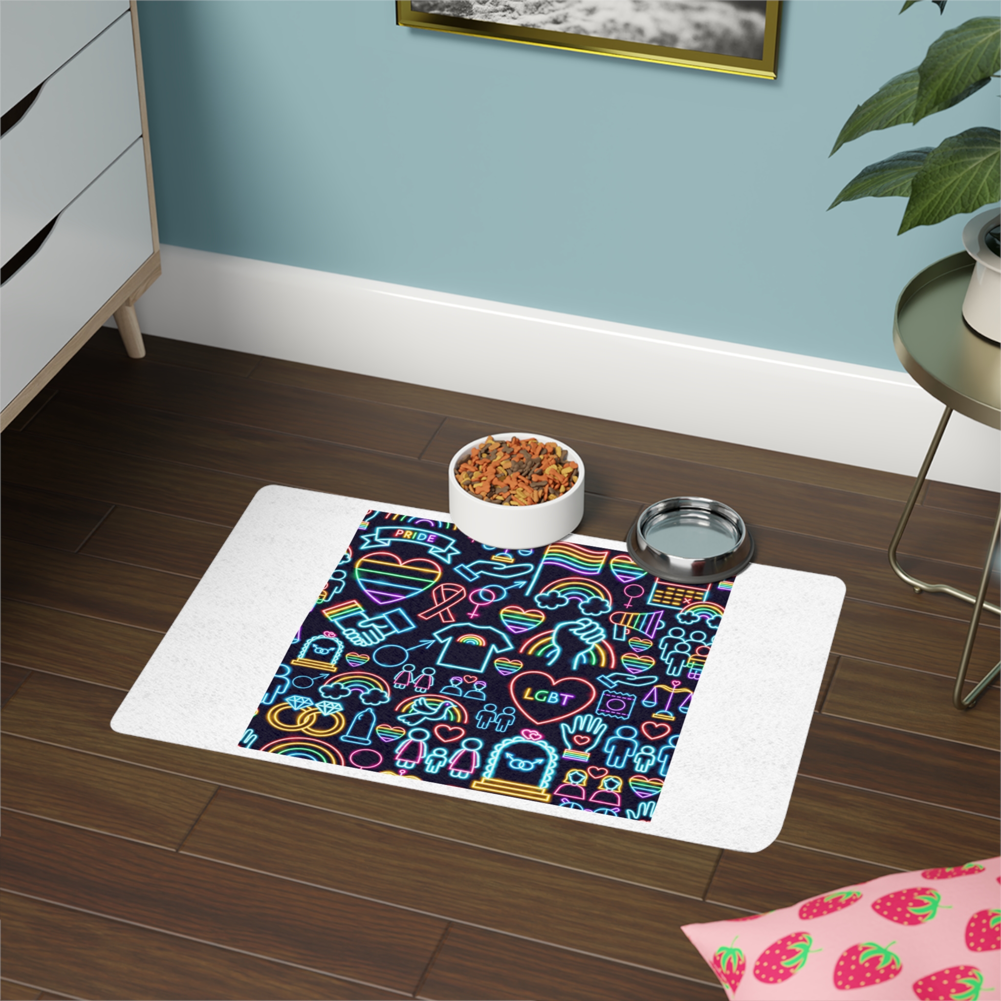 Lgbt Seamless Neon Pattern Pet Food Mat 12x18 - Image 4