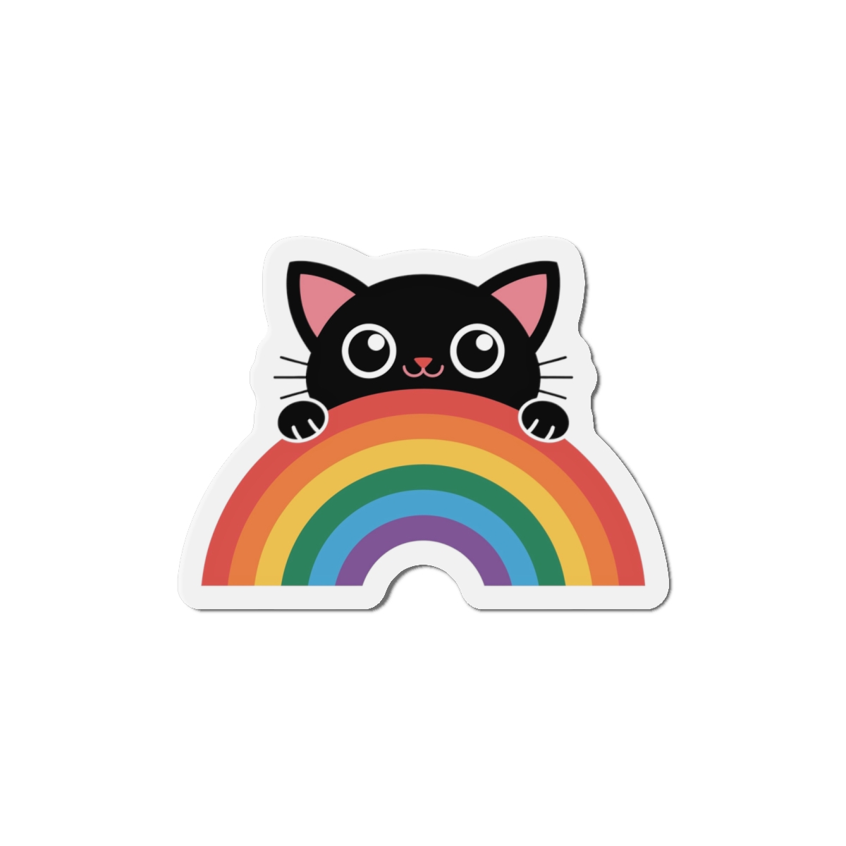 Black Cat With Rainbow Icon Pride Pet Design Vector Illustration Die Cut Magnets - Image 13