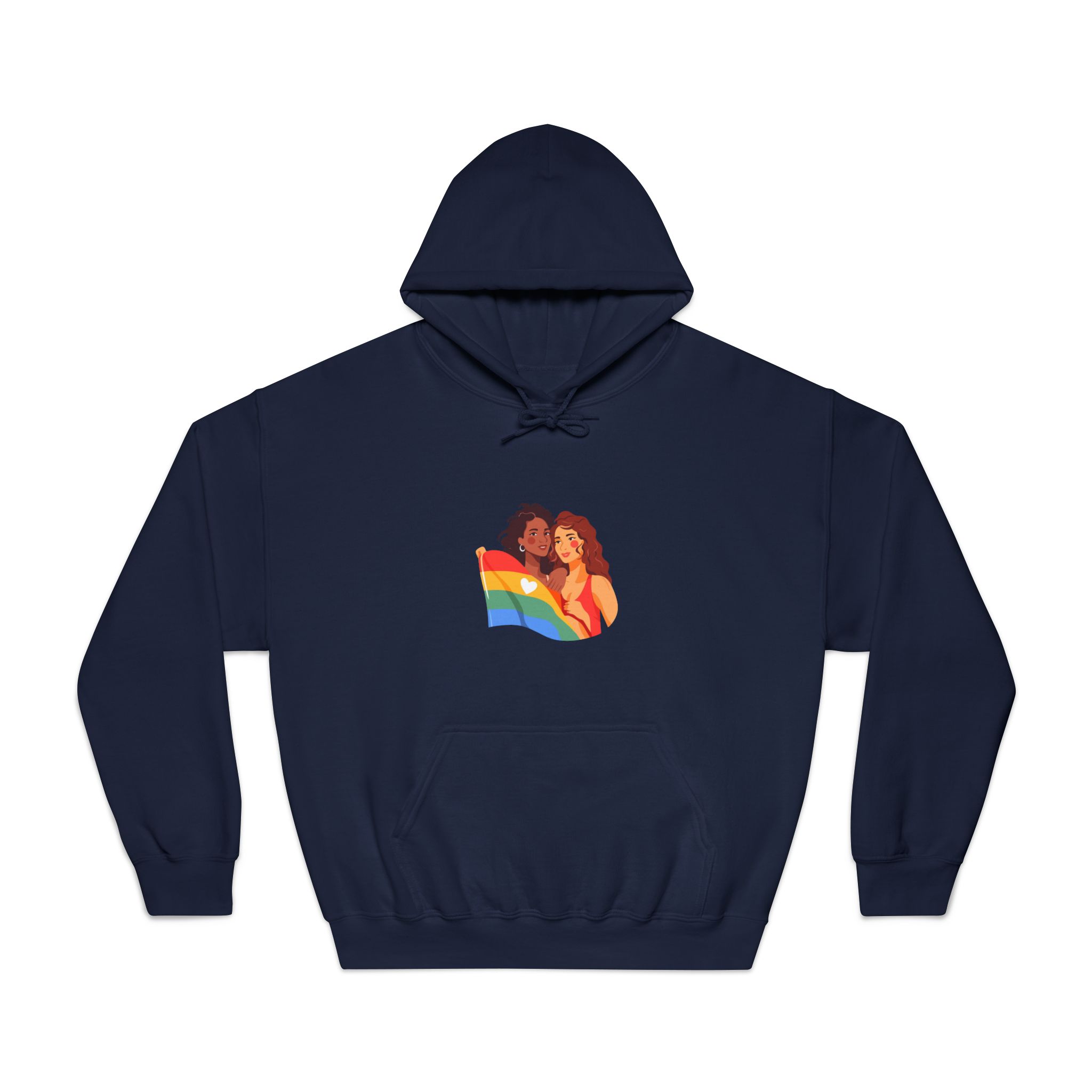 Portrait Lesbian Couple With Rainbow Flag Concept Lgbtq Unisex Dryblend Hooded Sweatshirt - Image 29