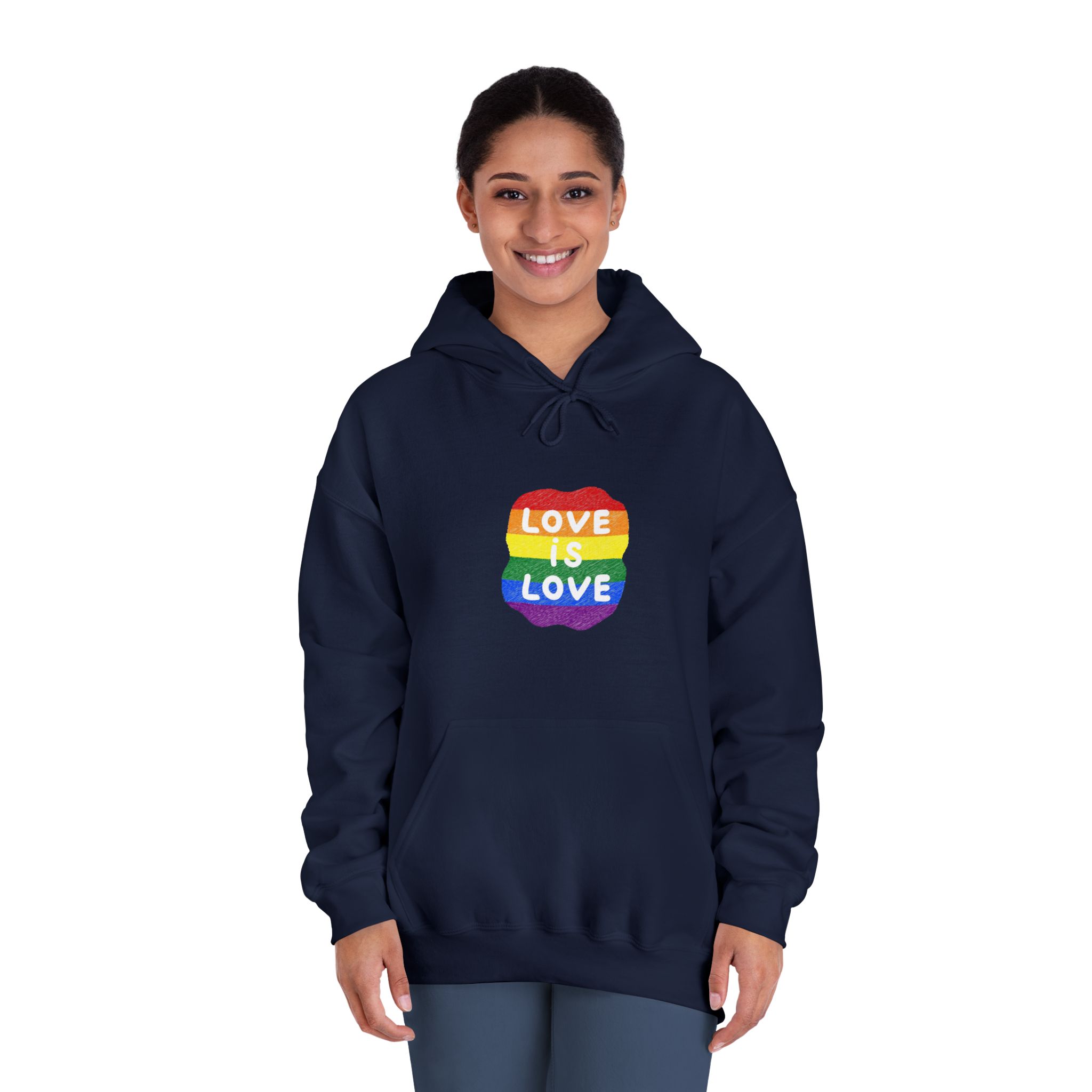 Love Is Love Lgbtq Pride Rainbow Poster Slogan Unisex Dryblend Hooded Sweatshirt - Image 32