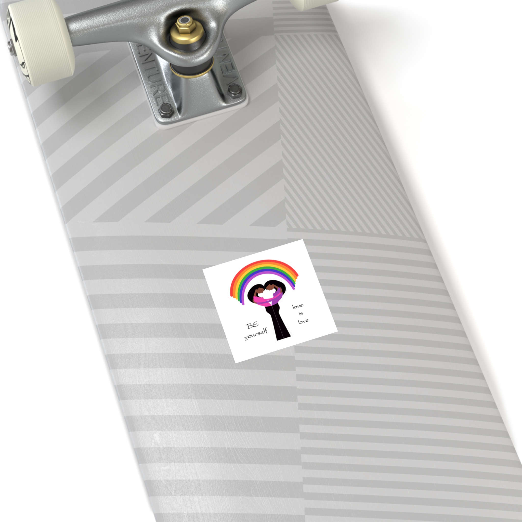 Poster Two Girls Hugging With Rainbow Laminate Stickers Square - Image 16
