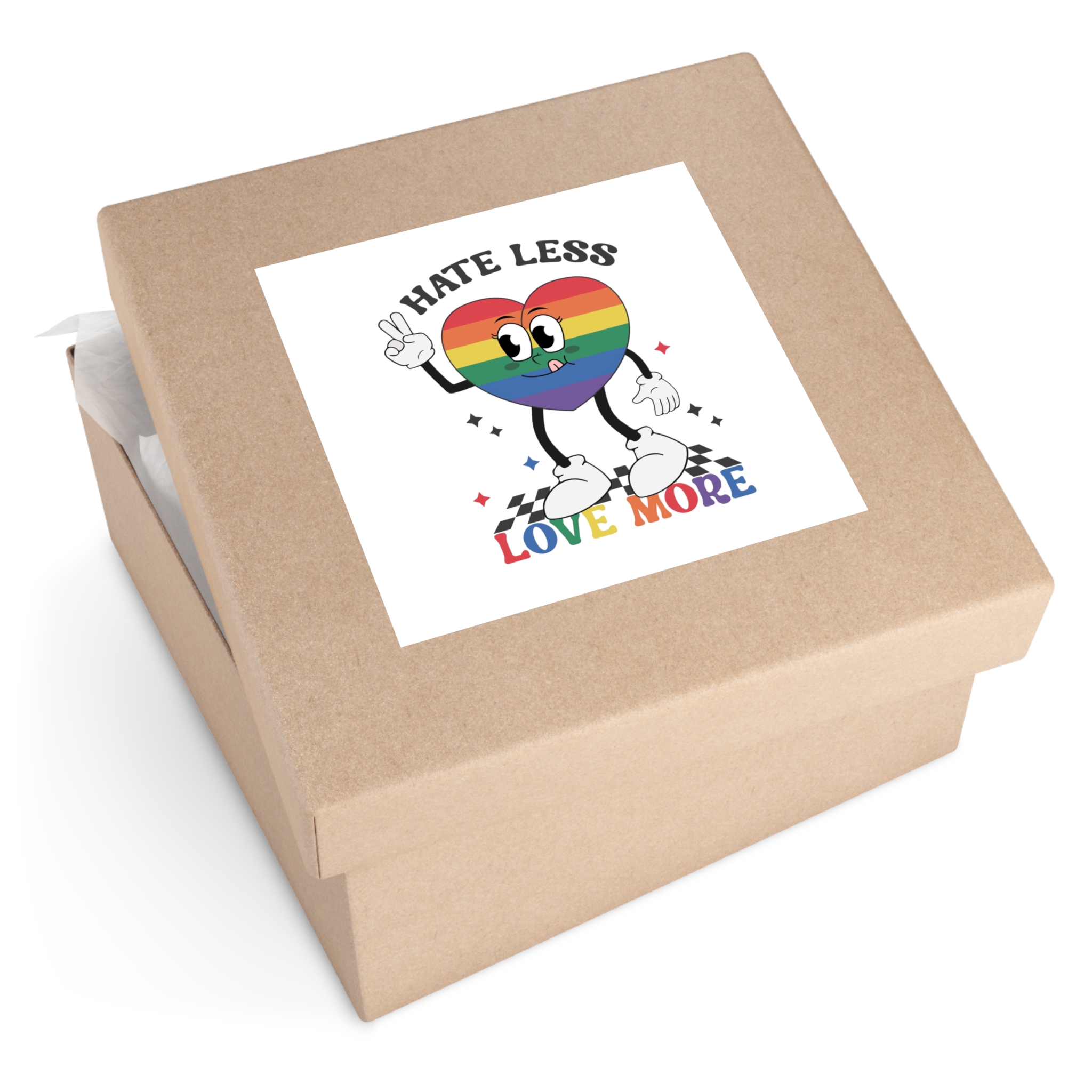 Heart With Words Hate Less Love More It Laminate Stickers Square - Image 51