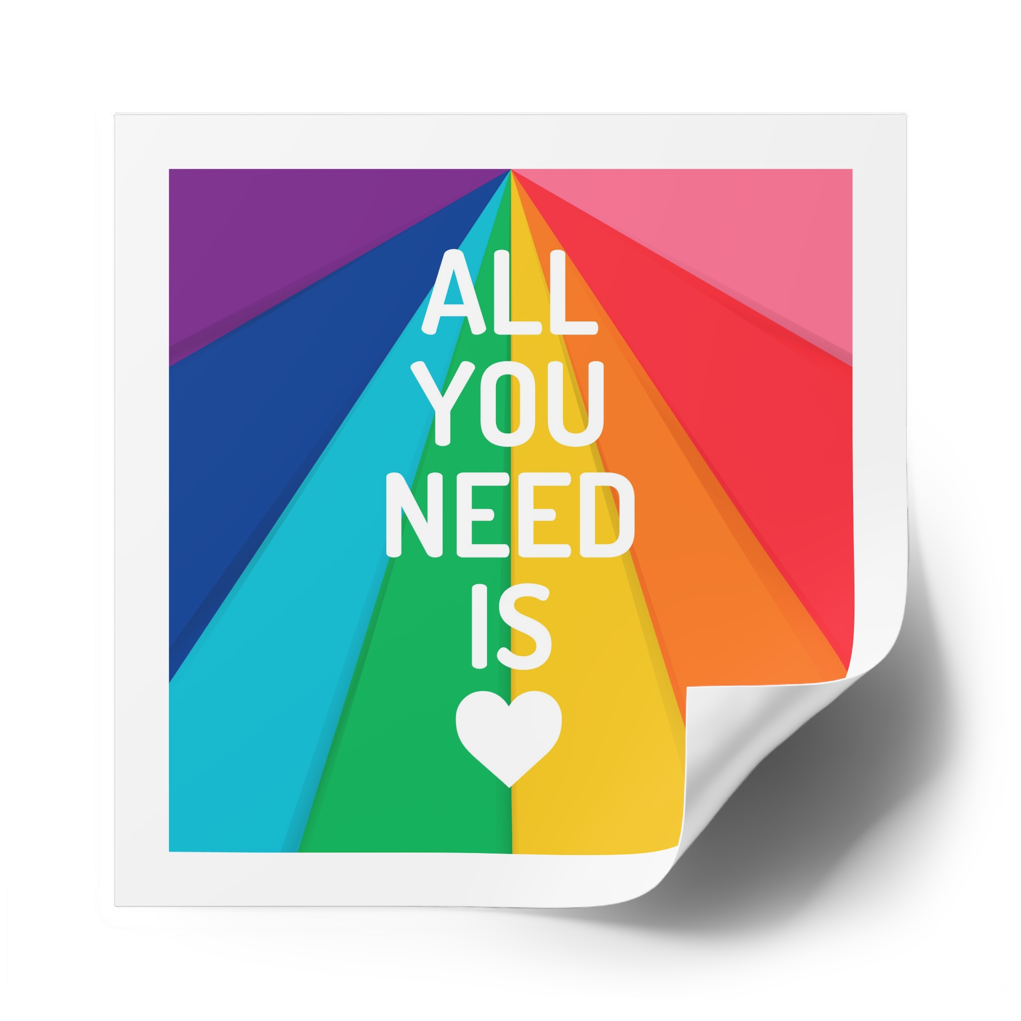 Rainbow Colored Background With All You Need Is Love Concept Pride Month Laminate Stickers Square - Image 58