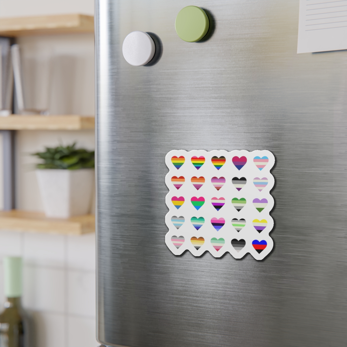 Set Colorful Lgbtq Pride Flag Heart Shape Gender Equality Sexual Identity Pride Flags Collection Lgbtqia Community Pride Month Die Cut Magnets - Image 9