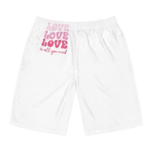 Valentine S Day Retro Typography T Shirt Mens Board Shorts Aop