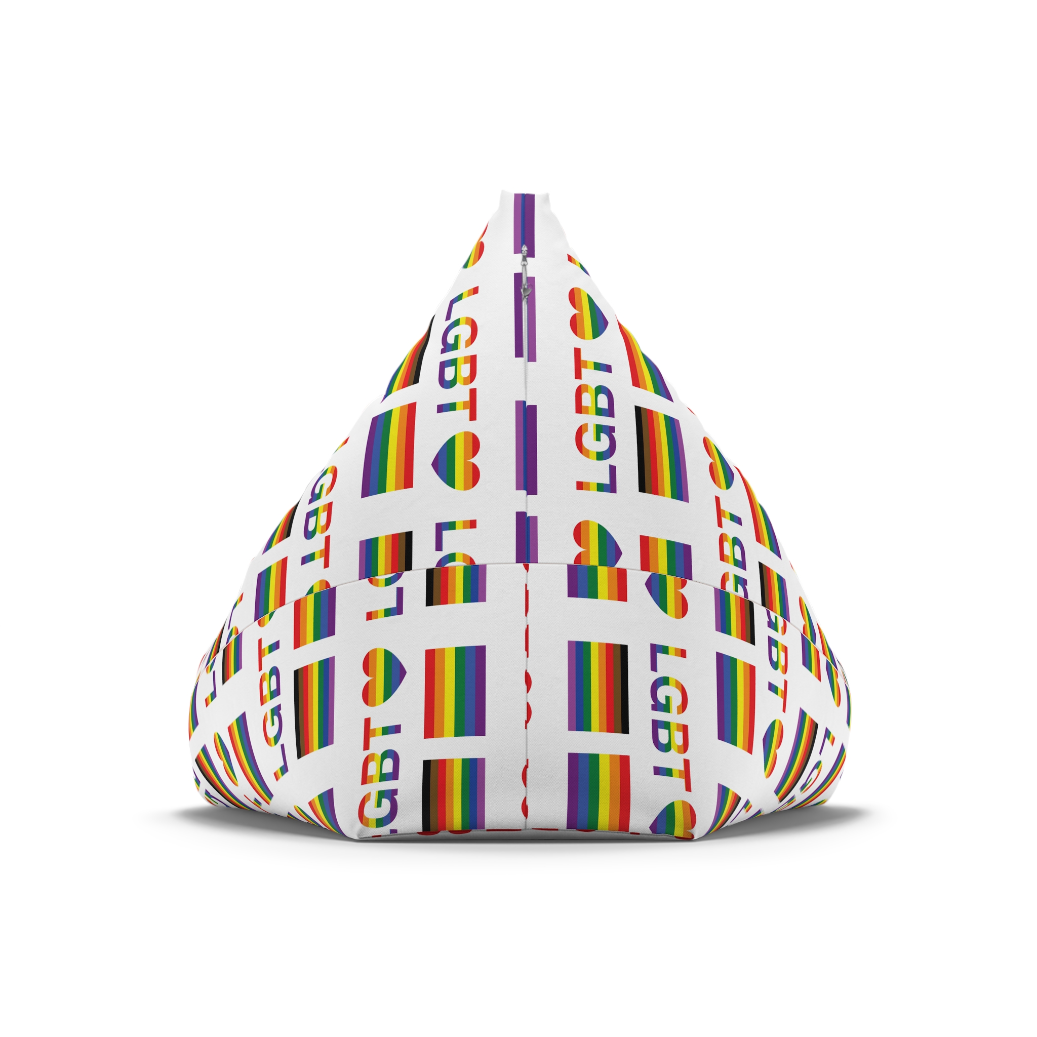 Lgbt Word Text Letter With Heart Rainbow Color Flag Isolated White Background Vector Illustrati Bean Bag Chair Cover - Image 6