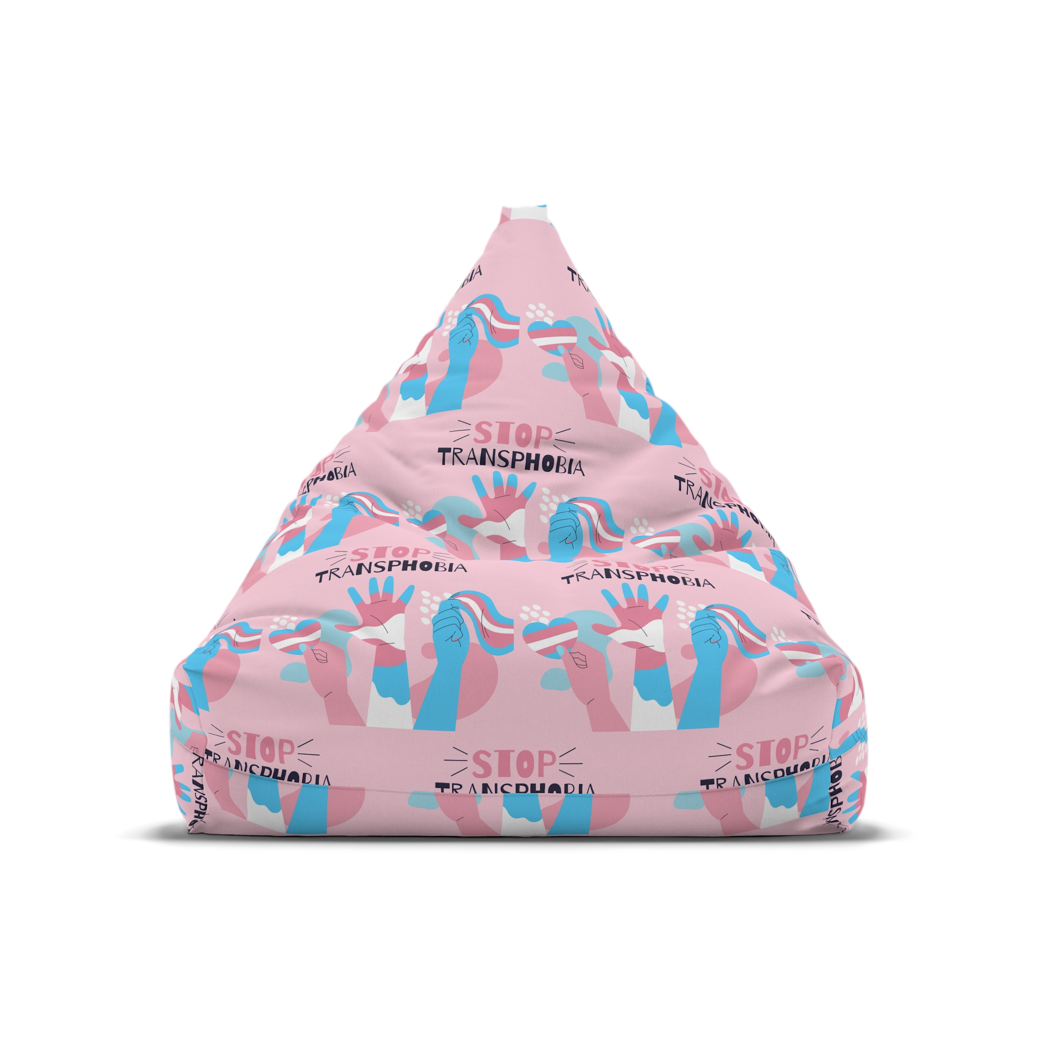 Hand Drawn Flat Design Stop Transphobia Concept Bean Bag Chair Cover - Image 5