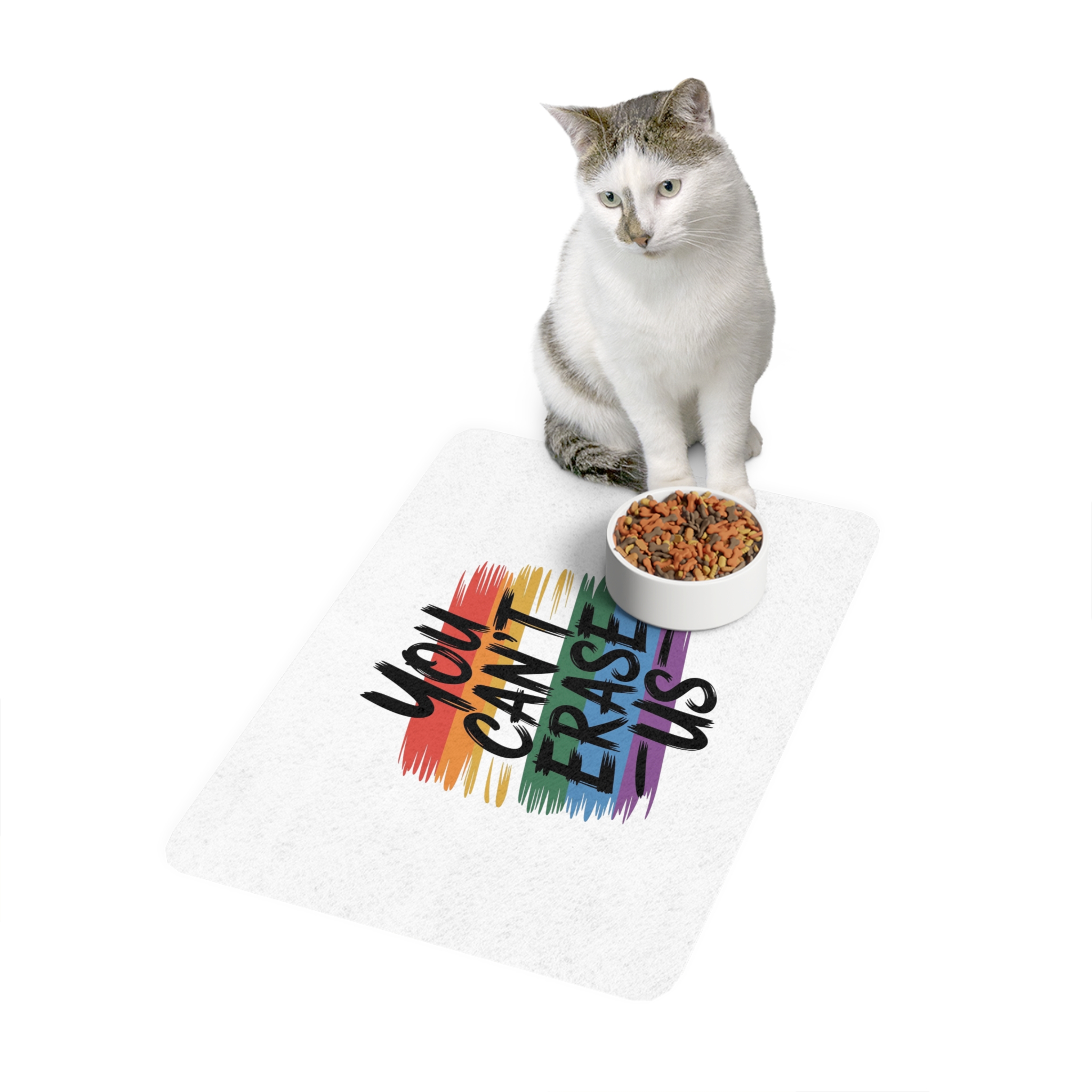 You Cant Erase Us T Shirt Design Isolated White Background Pet Food Mat 12x18 - Image 3