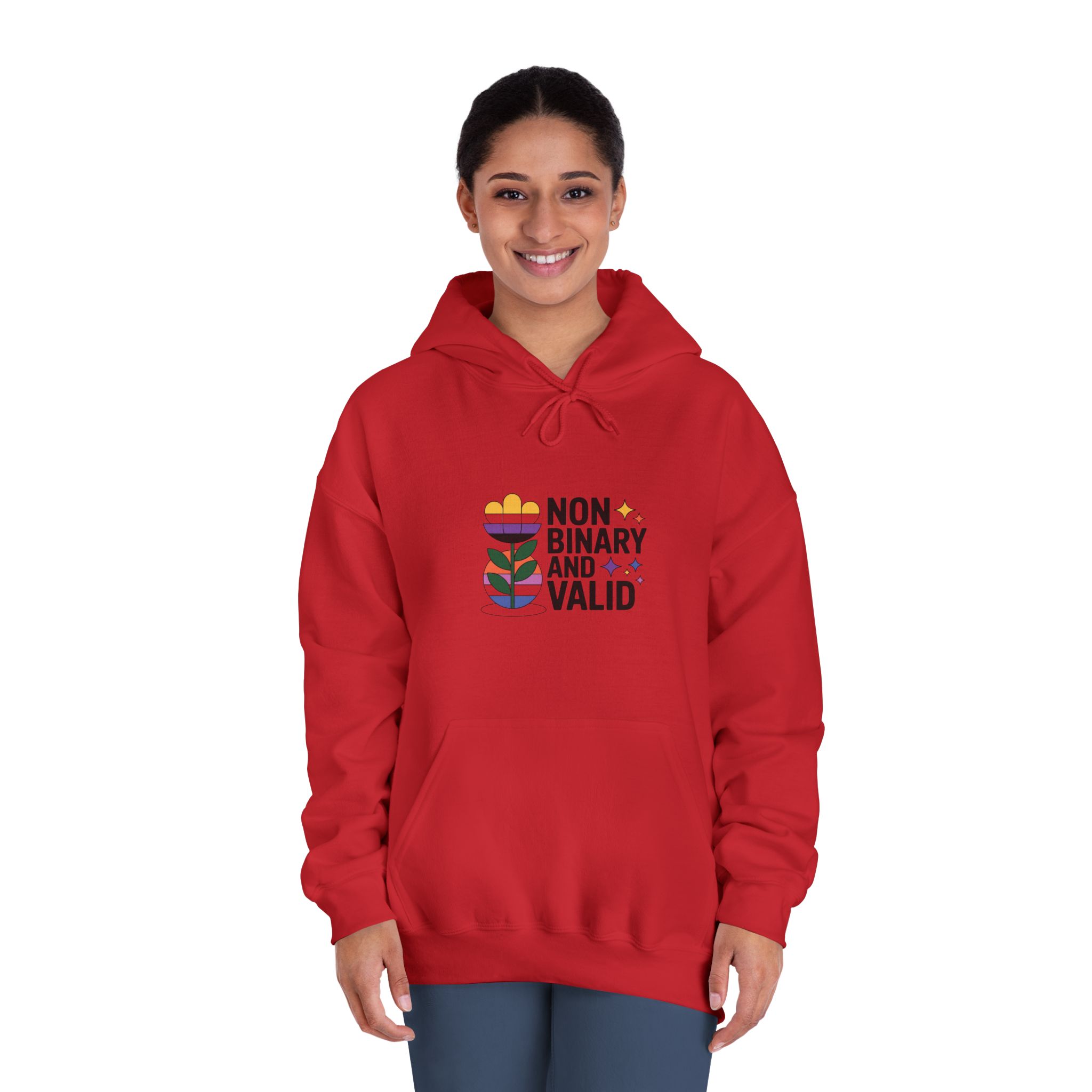 Non Binary Valid T Shirt Design Isolated White Background Unisex Dryblend Hooded Sweatshirt - Image 36