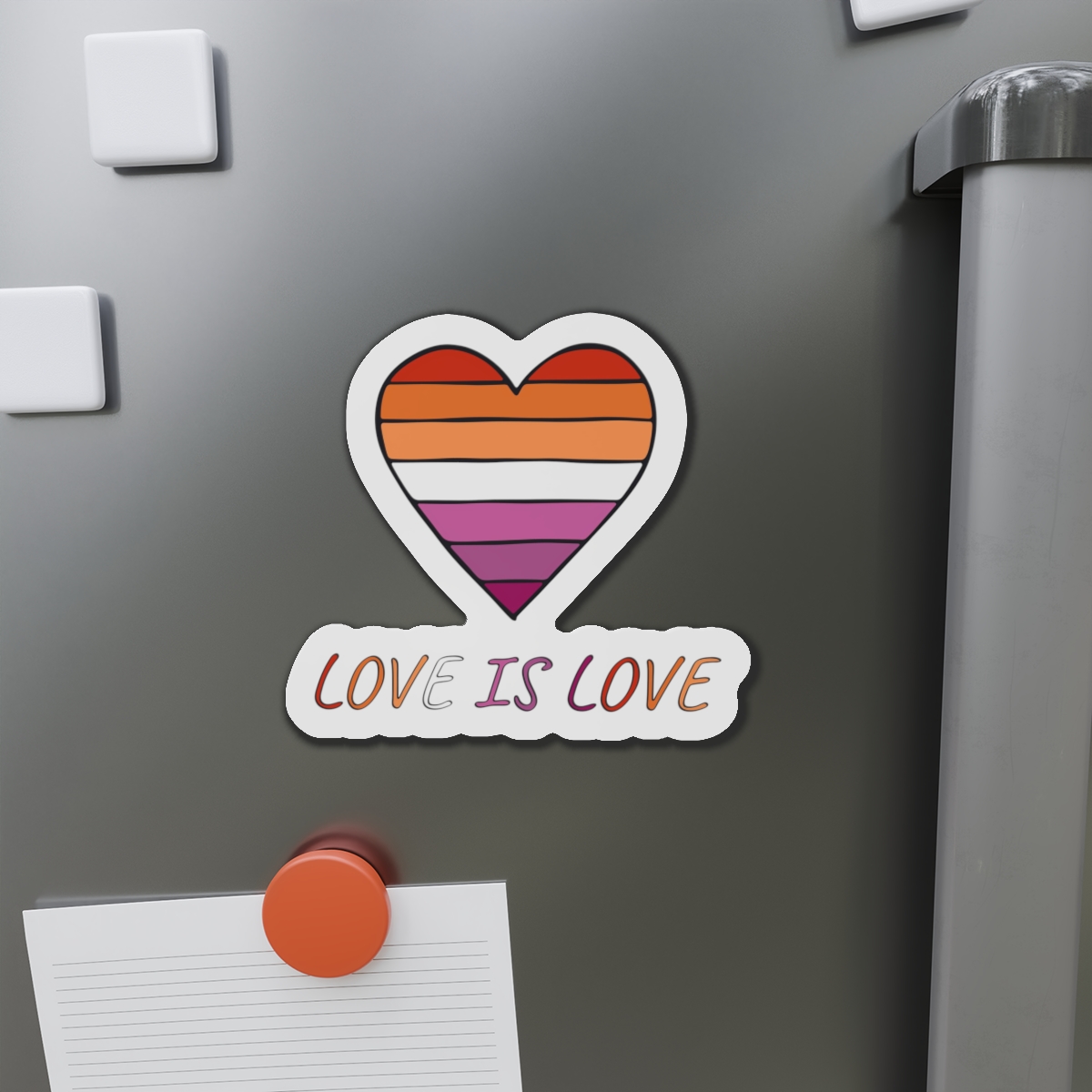Colorful Heart Shape Lesbian Pride Flag Happy Pride Day Lgbtqia Community Pride Month Vector Hand Drawn Doodle Posters Stickers Logo Cards(1) Die Cut Magnets - Image 14