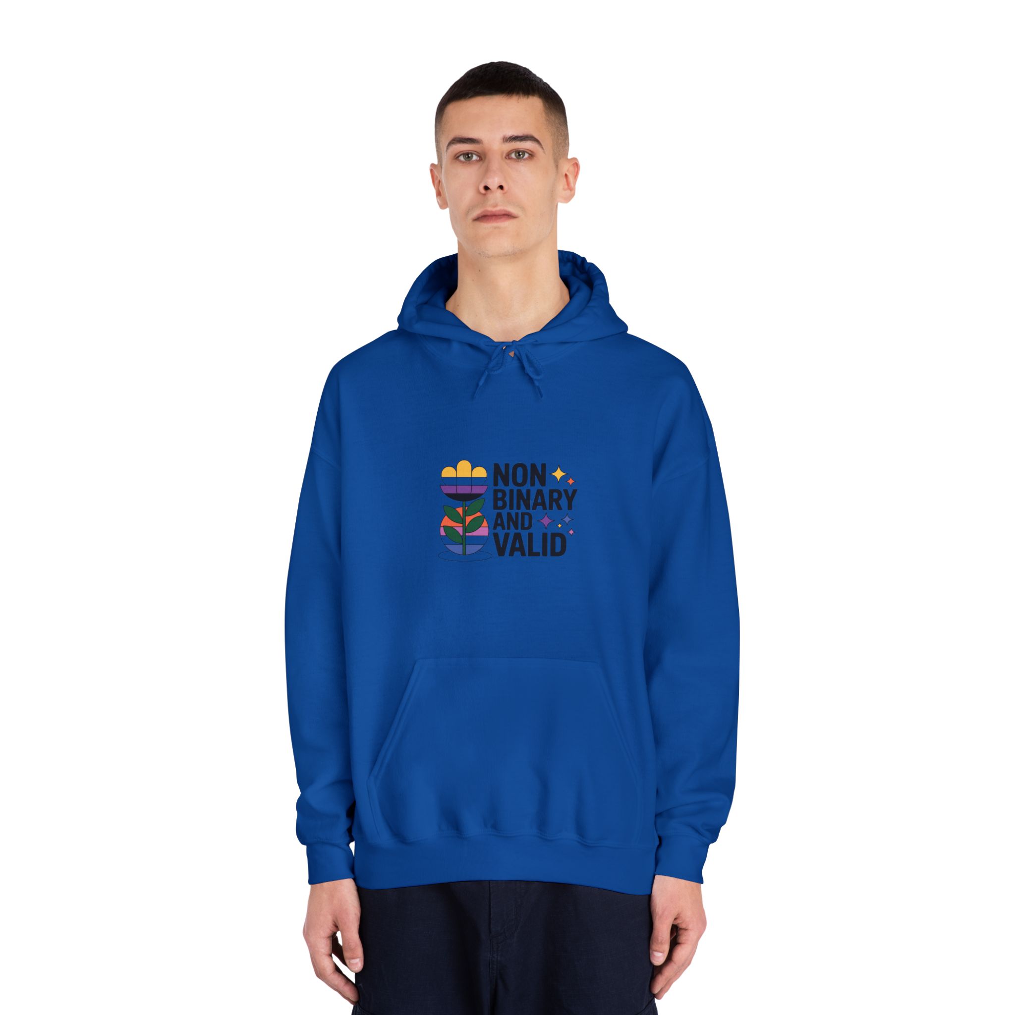 Non Binary Valid T Shirt Design Isolated White Background Unisex Dryblend Hooded Sweatshirt - Image 27