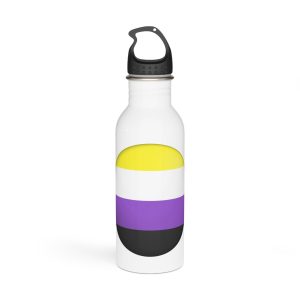 Flag Nonbinary Lgbtq Glossy Circular Flag Button Appearance 3d Icon Design With Depth Stainless Steel Water Bottle