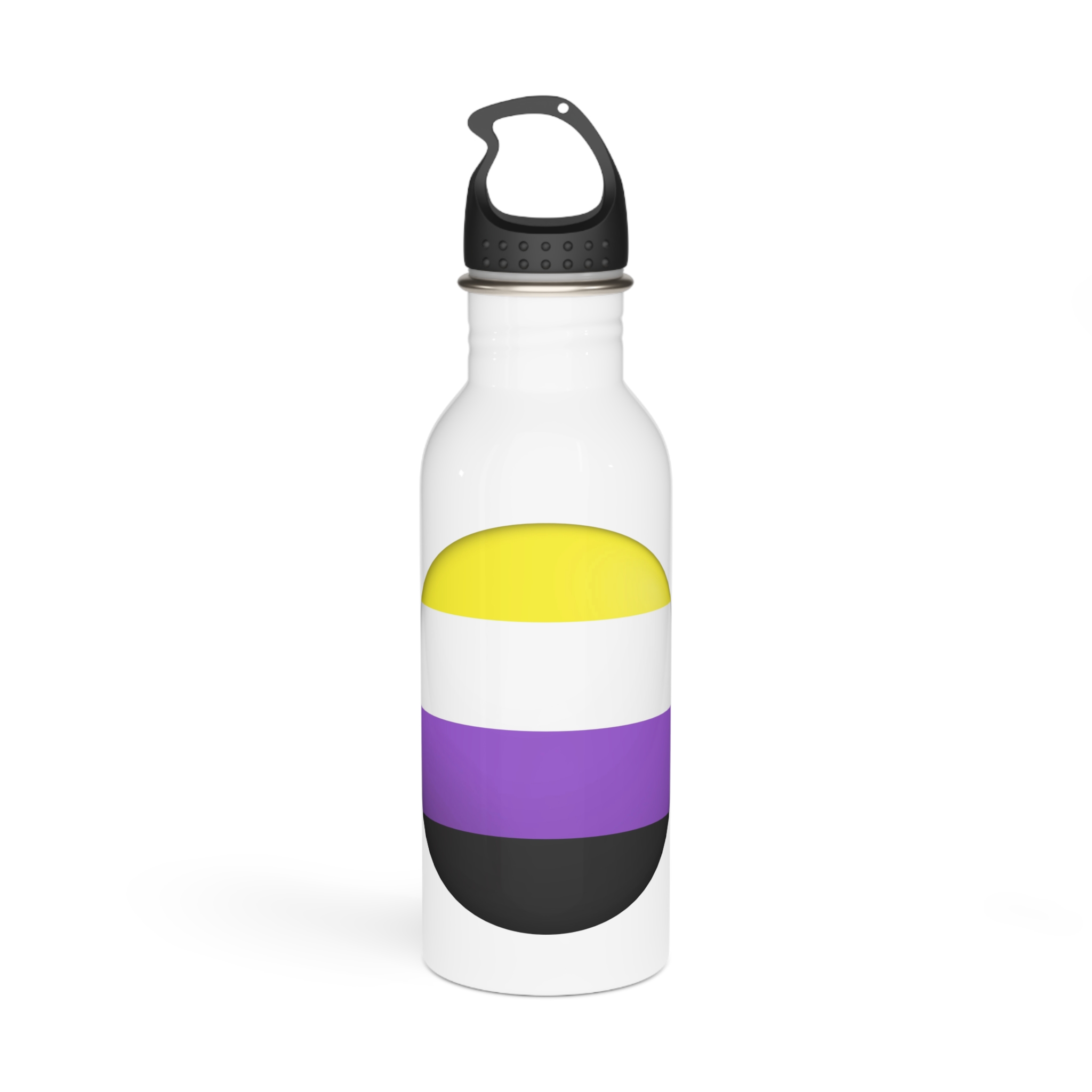 Flag Nonbinary Lgbtq Glossy Circular Flag Button Appearance 3d Icon Design With Depth Stainless Steel Water Bottle