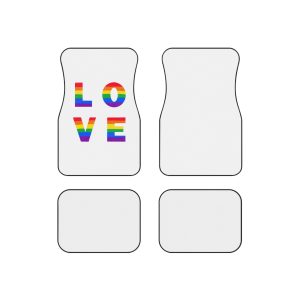 Letters Love Colored Rainbow Lgbtq Gay Pride Flag Colors Vector Lettering Lgbt History Month Pencil Crayon Textured Isolated Love Is Love Concept Car Mats Set Of 4