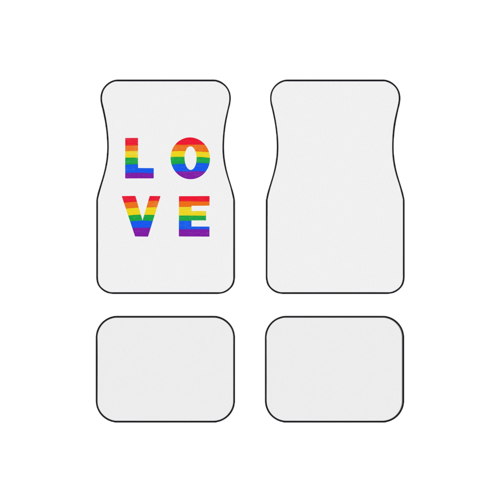 Letters Love Colored Rainbow Lgbtq Gay Pride Flag Colors Vector Lettering Lgbt History Month Pencil Crayon Textured Isolated Love Is Love Concept Car Mats Set Of 4