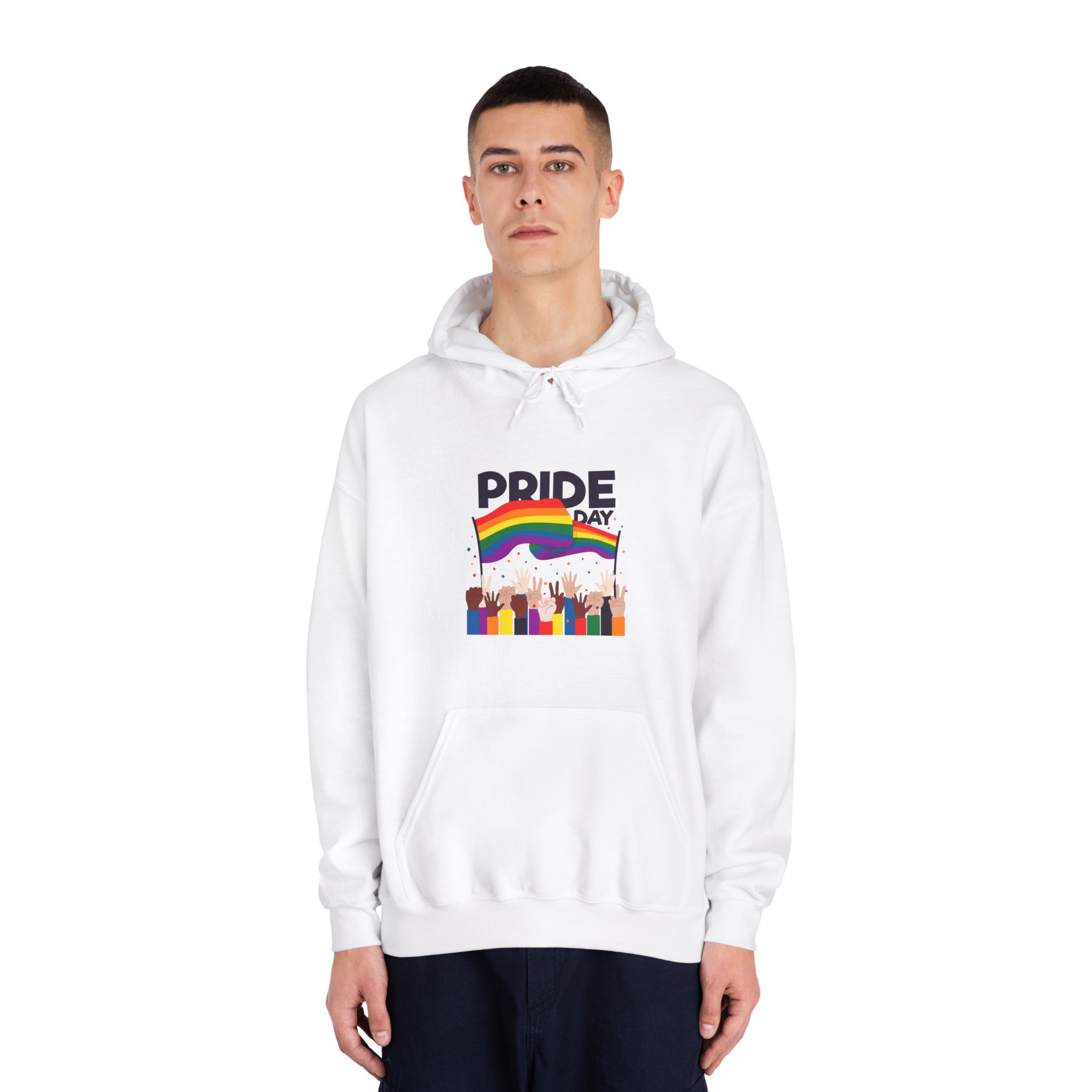 Pride Day Event With Rainbow Flag Theme Unisex Dryblend Hooded Sweatshirt - Image 3