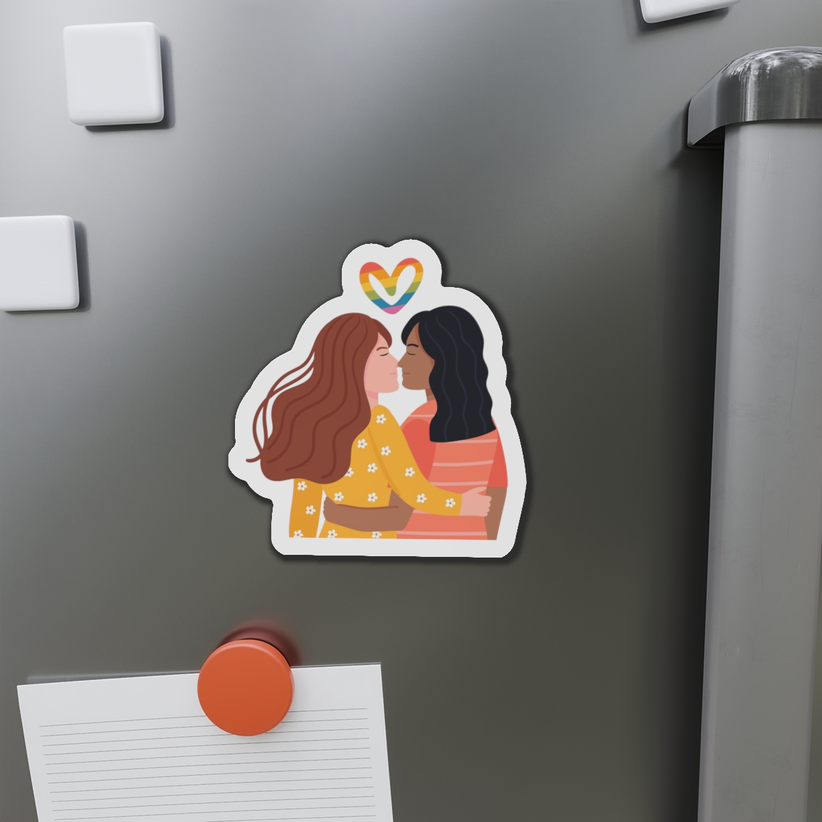 Hand Drawn Affectionate Lesbian Kiss (1) Die Cut Magnets - Image 11